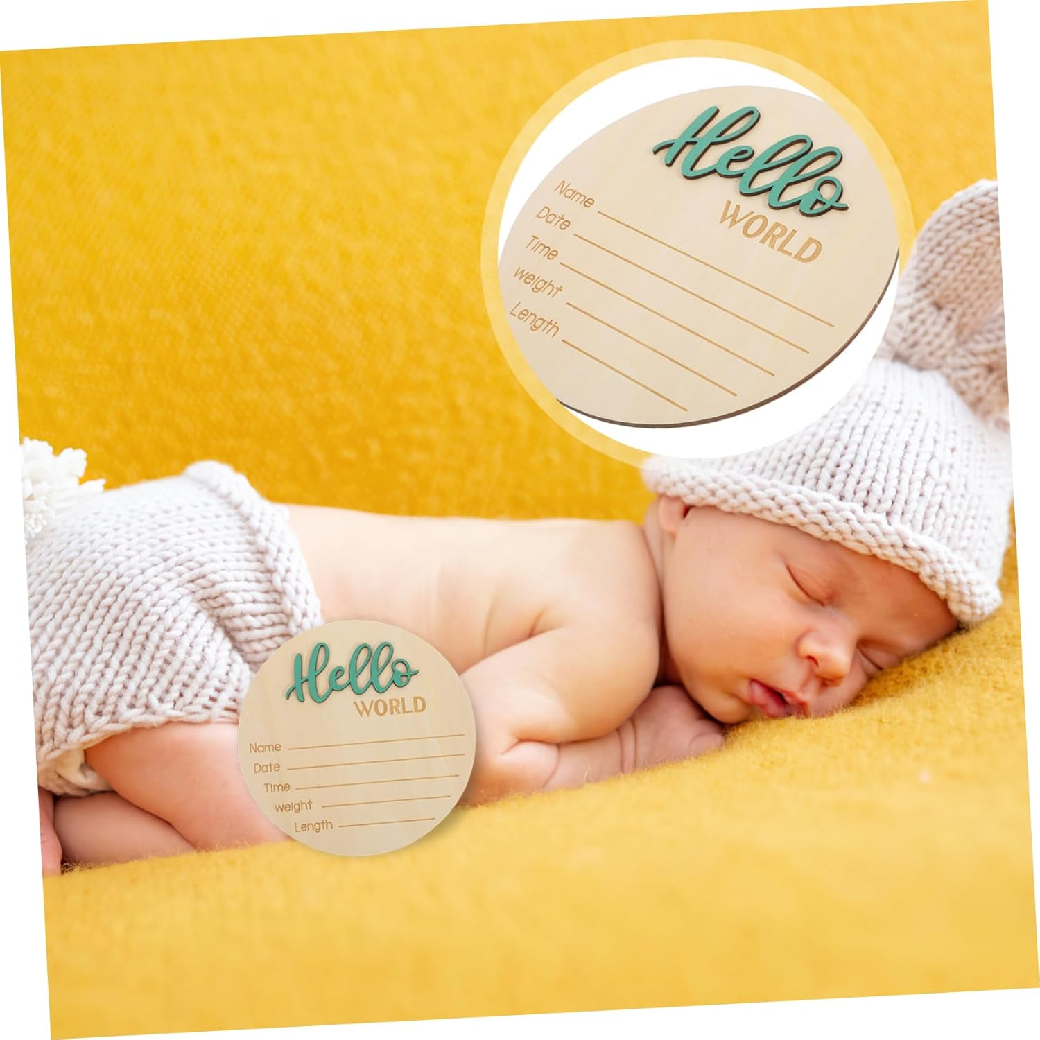Wooden Baby Announcement round Sign Birth Announcement Name Sign for Newborn Newborn Photography Prop for Infant