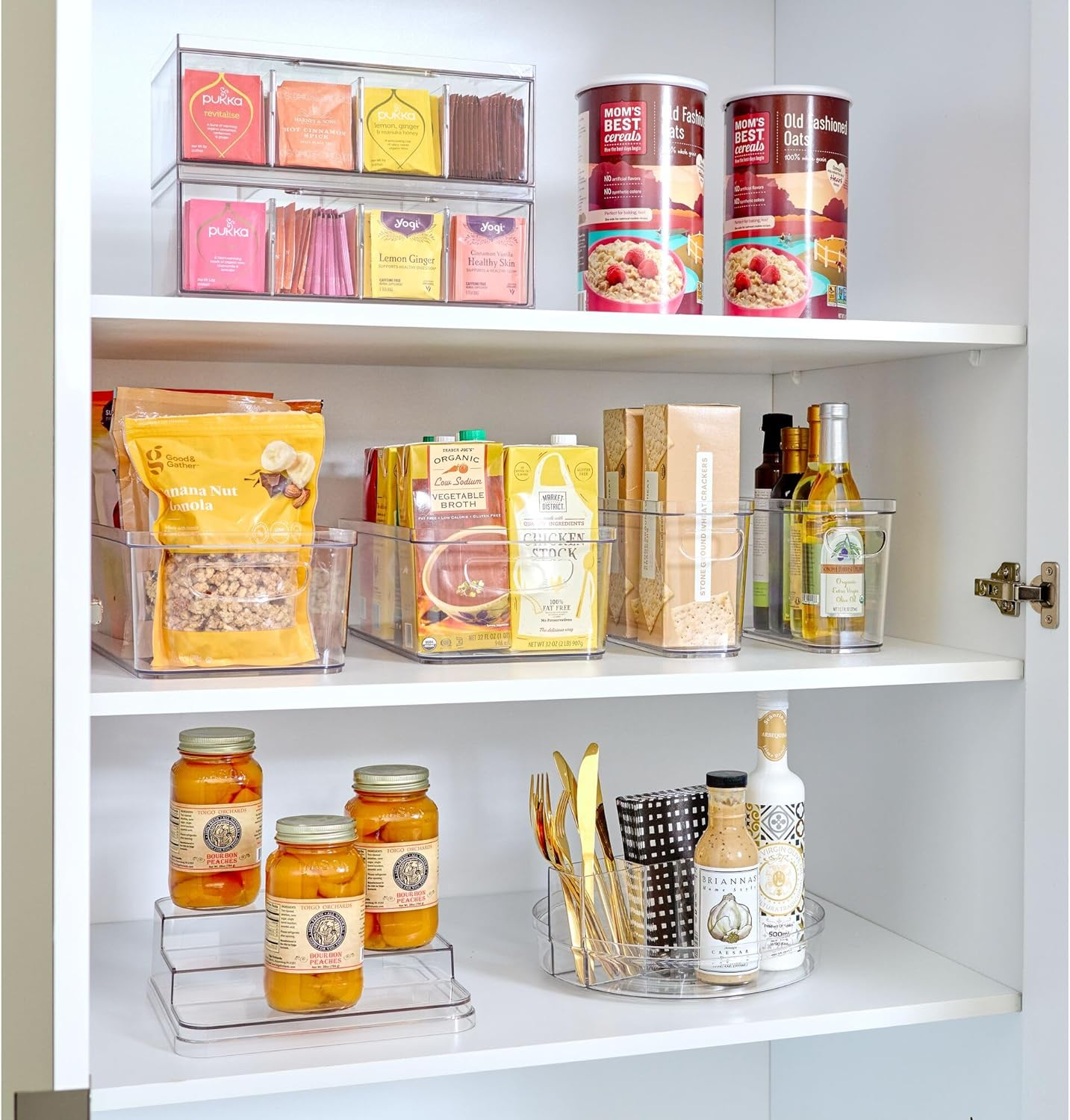 Idesign Crisp Bpa-Free Plastic Stackable Tea Bag Organizer for Kitchen Cabinets and Countertops - 12.59" X 6.23" X 4.57", Clear with Gray Dividers image number 4