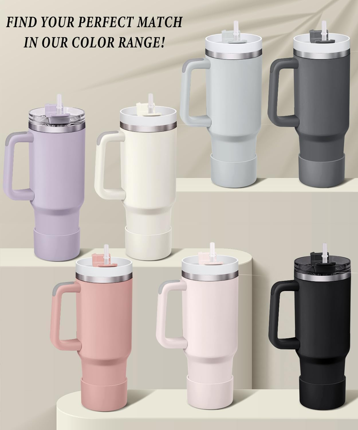 WADY 2-Pack Silicone Boot for Stanley Tumbler 30 40 Oz, Compatible with Yeti, Simple Modern, Owala Water Bottle - Clear image number 2