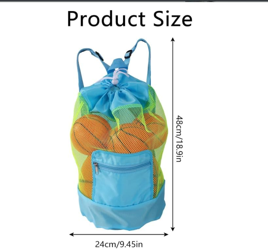 Drawstring Beach Toy Bag, 1Pc Portable Mesh Backpack Beach Tote, Drawstring Beach Shell Toy Bag Mesh Backpack for Beach or Pool, Blue image number 1