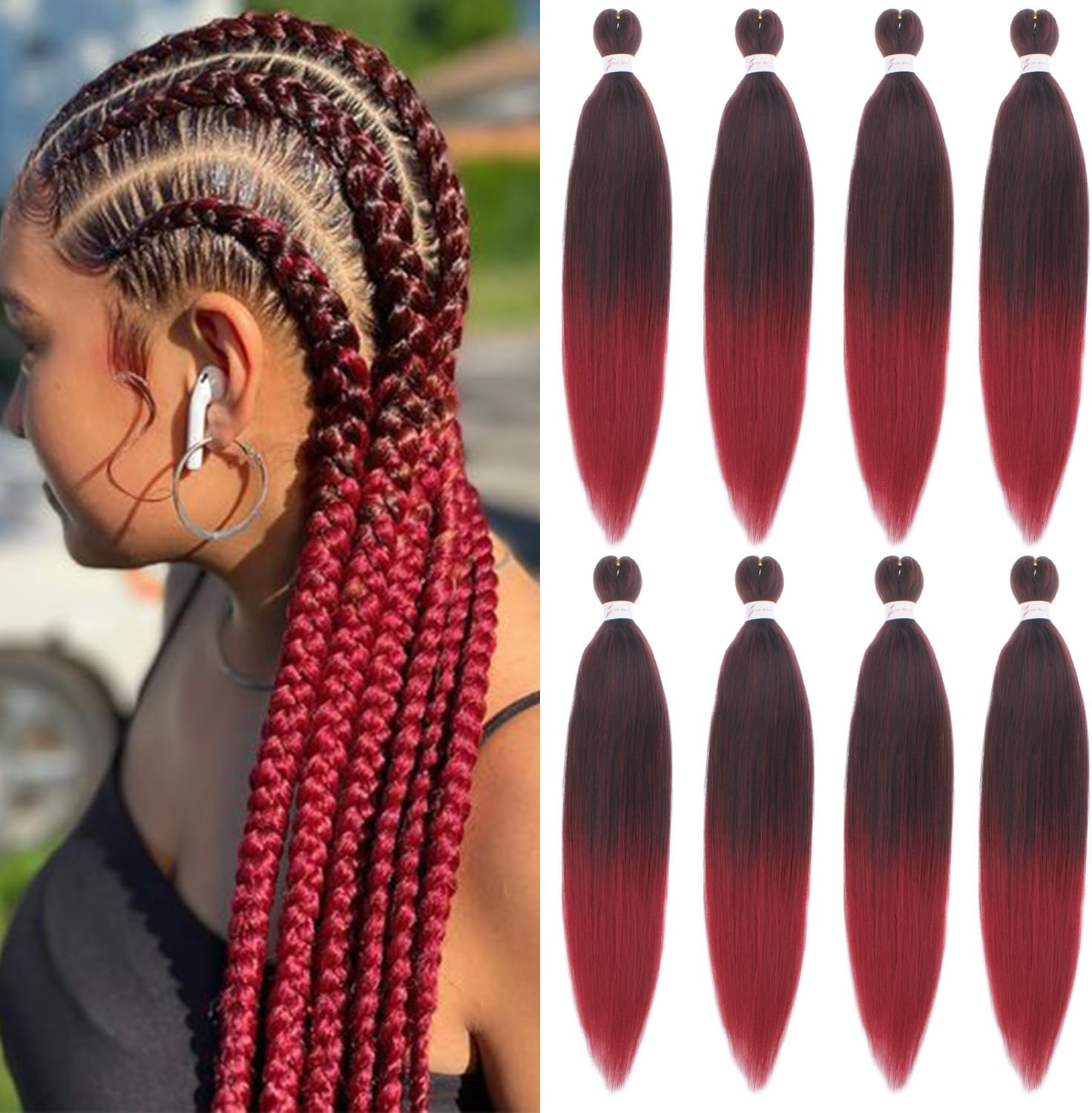 Mscat 30 Inch 8 Packs Pre Stretched Braiding Hair Brown Pre Stretched Braiding Professional Synthetic Prestretched Crochet Braids Hair Extension Hot Water Setting Yaki Texture (30#)