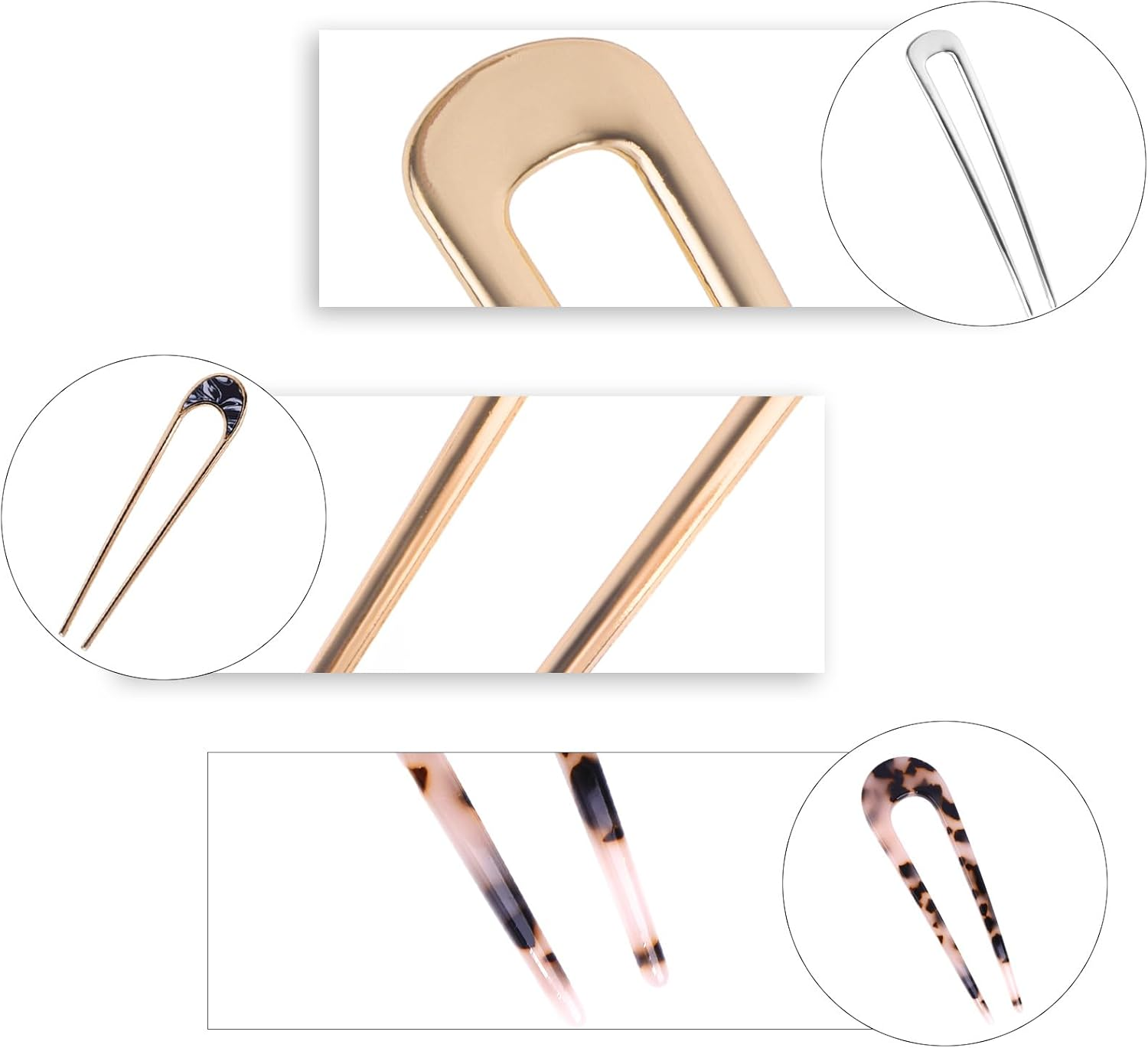 EXIPSAT Set of 8 Hair Clips, U-Shaped Hair Clips, Hairpins, Various Styles, Headdress for Women image number 1