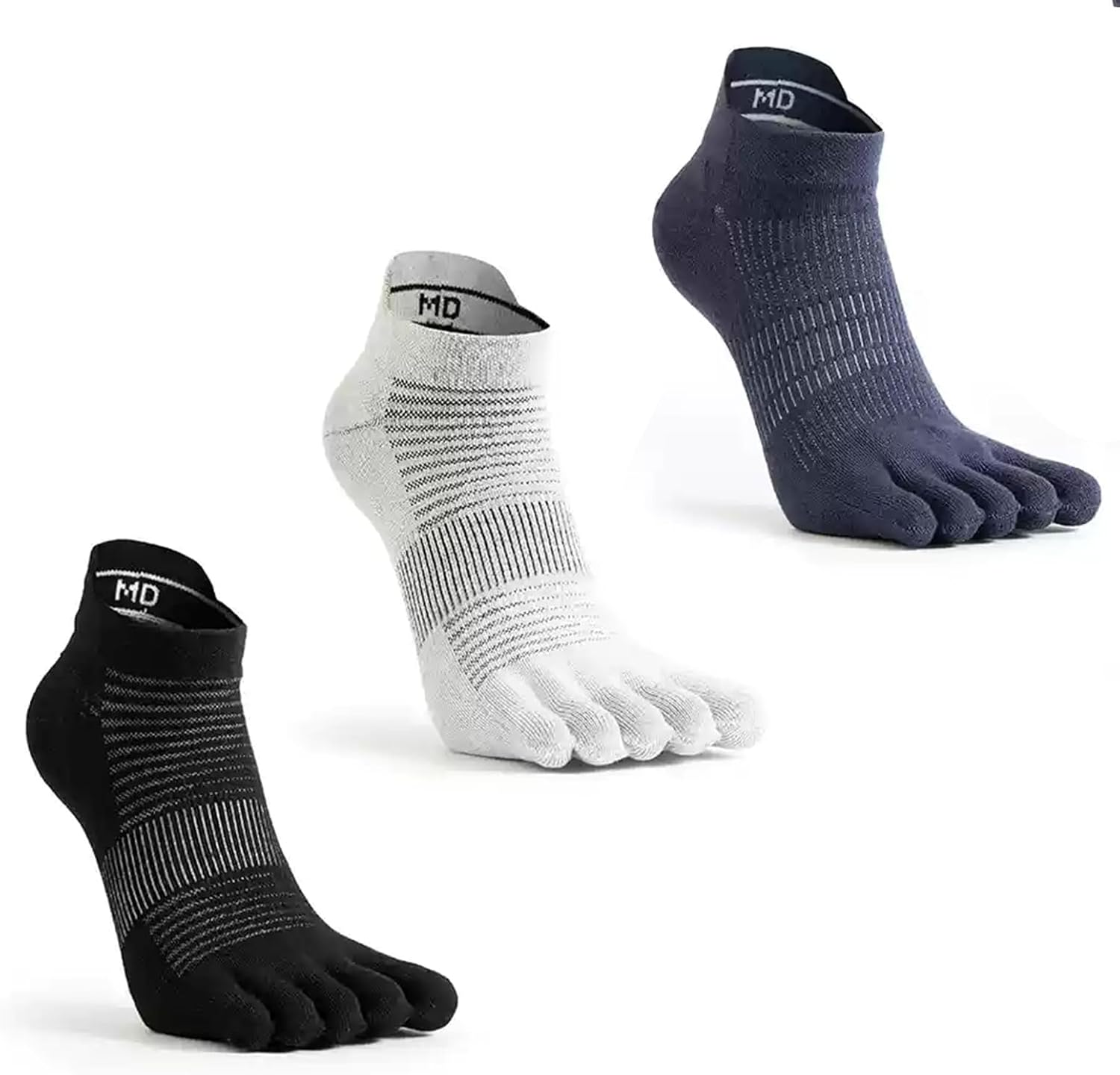 Viiotu 3 Pairs Toe Socks for Women Men,Coolmax Five Finger Running Socks,High Performance Athletic Toe Socks No Show