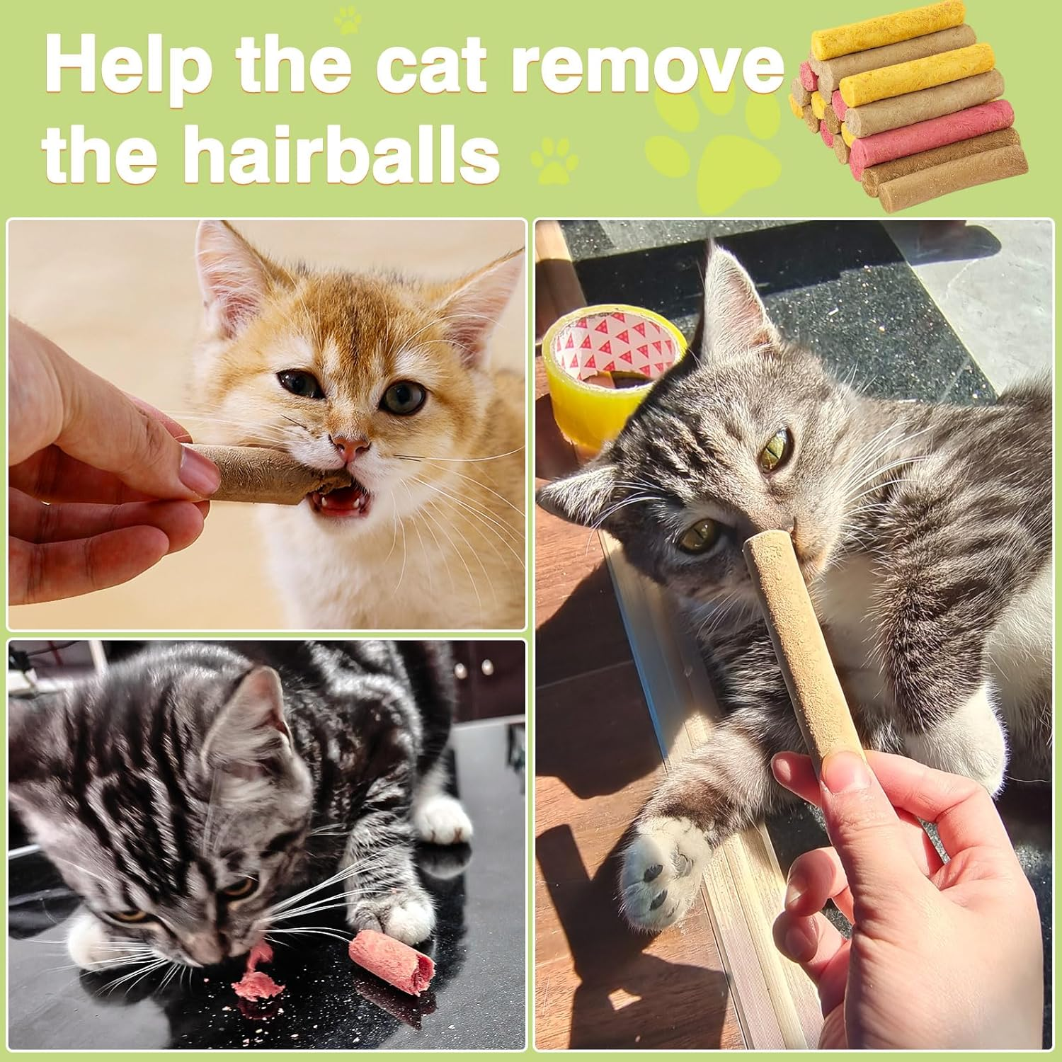 4 Flavors/110G Freeze-Dried Cat Treats,Natural Crunchy Cat Treats,Chew Sticks for Cats,Cats Dental Healthy and Hairball Control,(Beef,Cat Grass Salmon,Chicken Pumpkin,Chicken Dragon Fruit)