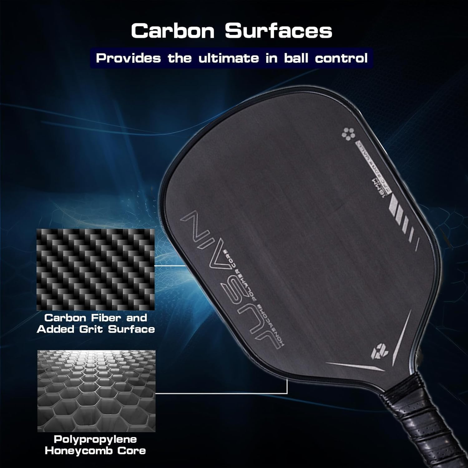 Pickleball Paddle - Carbon Fiber Pickleball Paddles - USAPA Approved -16MM Polypropylene Honeycomb Core-Increased Power and Spin for Ultimate Spin & Consistency for Novice and Pro image number 6