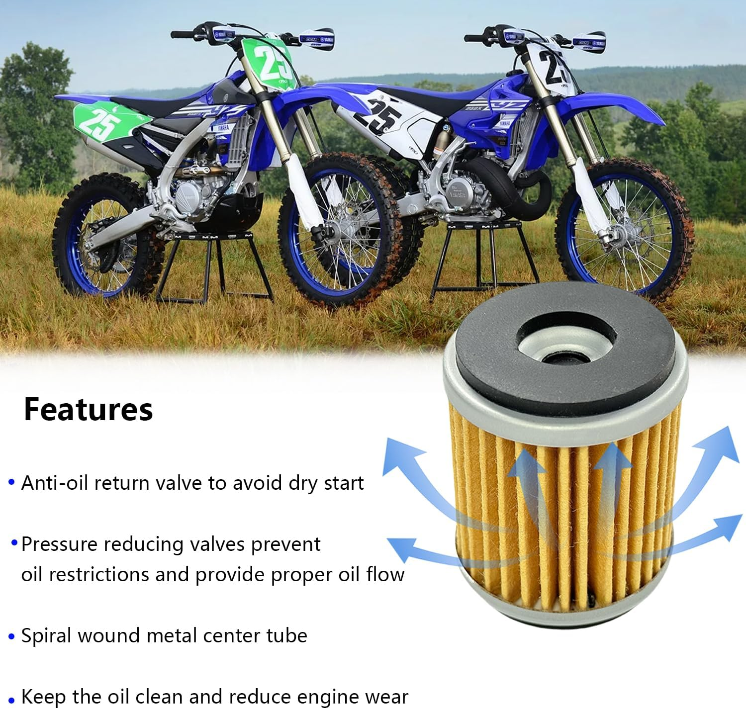 BIGLKNM 3 Packs Oil Filter with O-Ring 5D3-13440-09-00 for Yamaha YFZ450 YZ250F YZ426F WR250F WR450F WR426F 5D3-13440-02-00 ATV Oil Filter