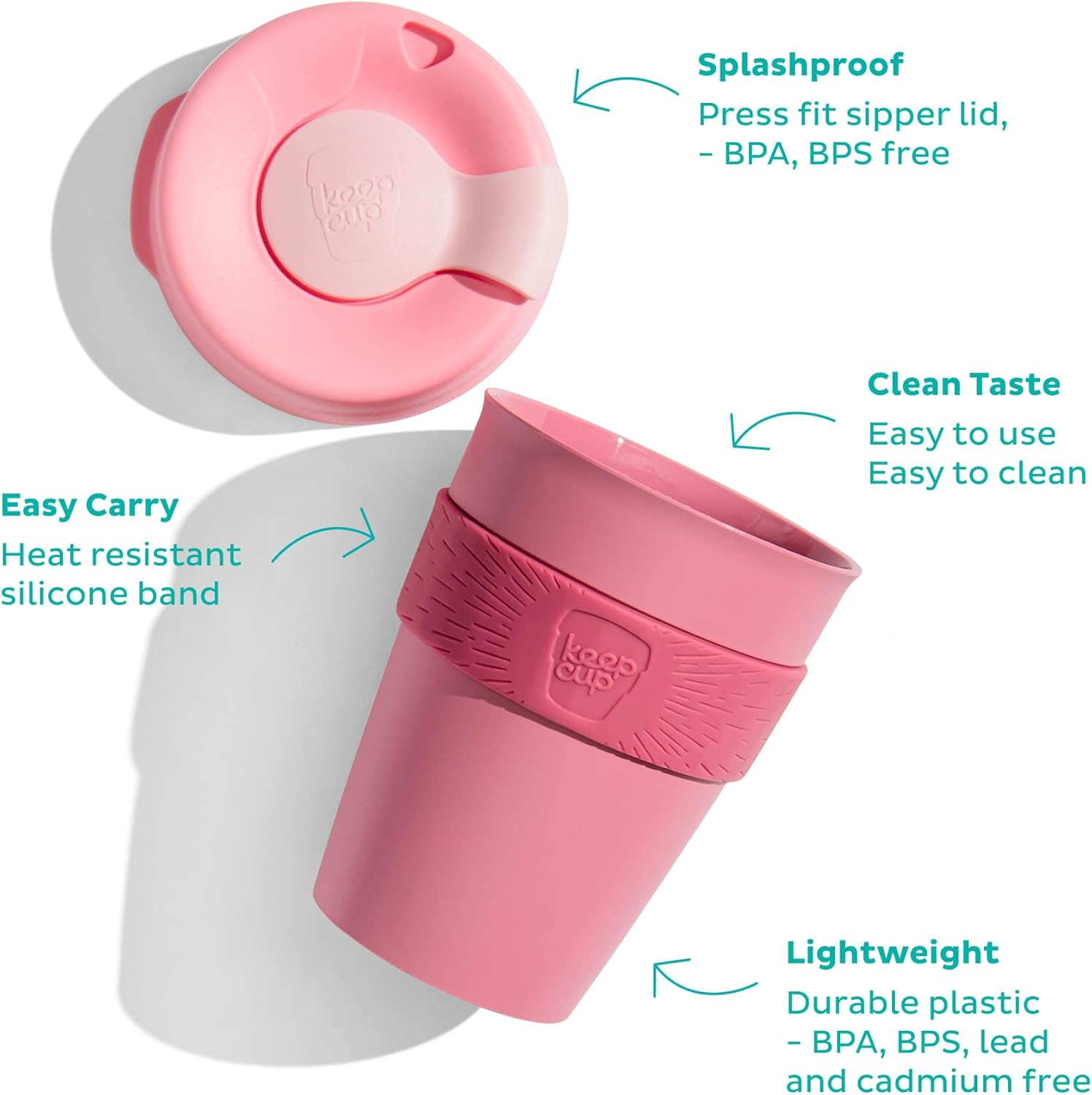 Keepcup Original, Lightweight Plastic Reusable Coffee Cup with Splashproof Sipper Lid - 8Oz/227Ml - Black image number 3