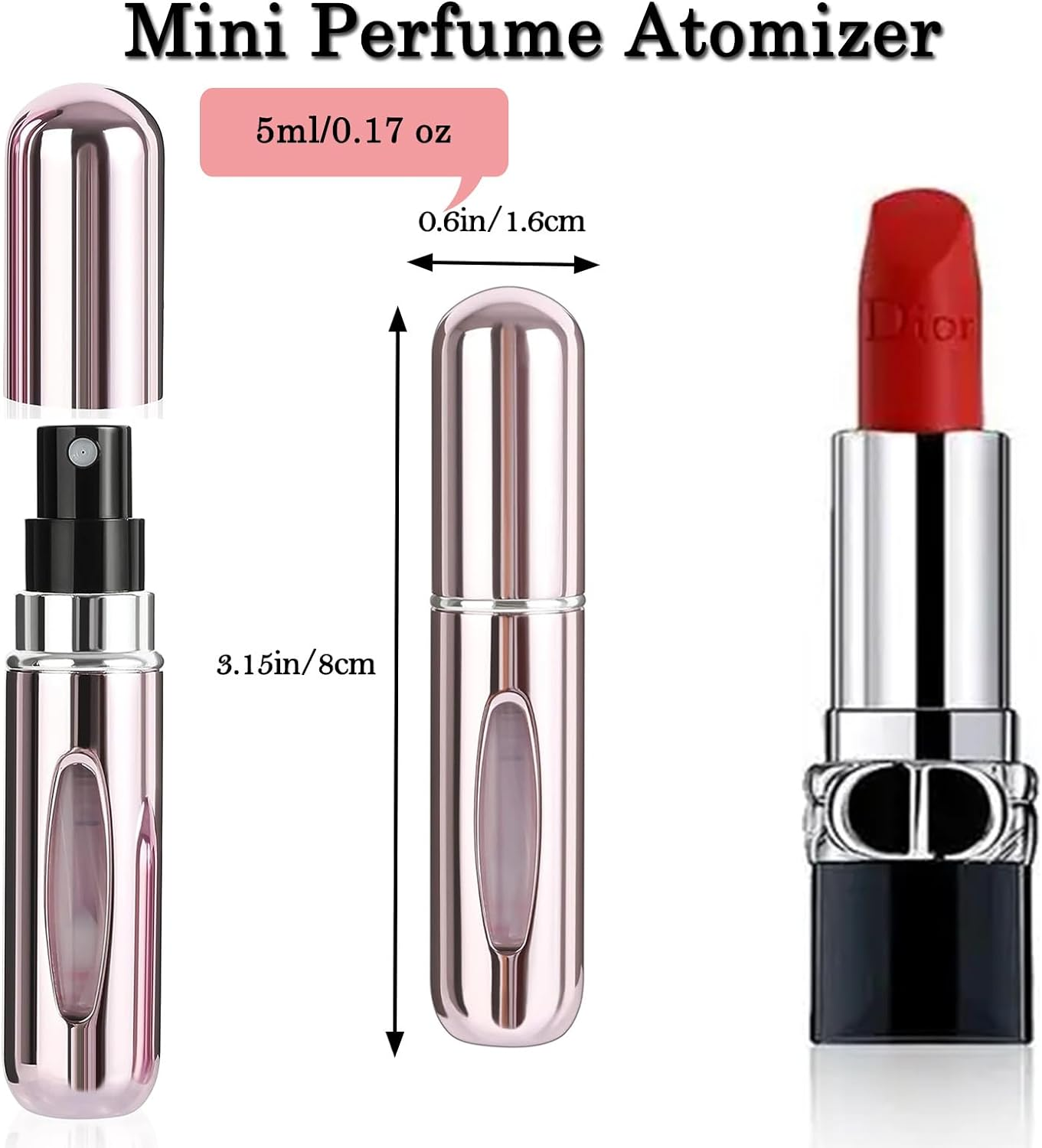 2 PCS Mini Perfume Atomizer Bottles,5Ml Spray Container,Portable Size Refillable Pump for Traveling and Outgoing image number 1