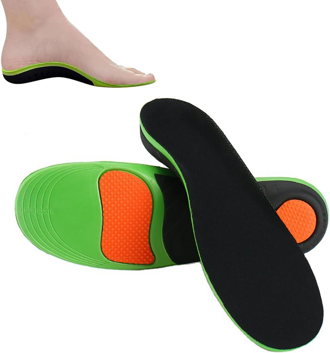 1Pair Arch Support Insoles, High Arch Support Orthotic Insoles, Shoe Insoles Men Women, Plantar Fasciitis Relief, Orthotic Sports Insole, Arch Support Inserts for Flat Feet Heel Pain Spurs（35-40） image number 2