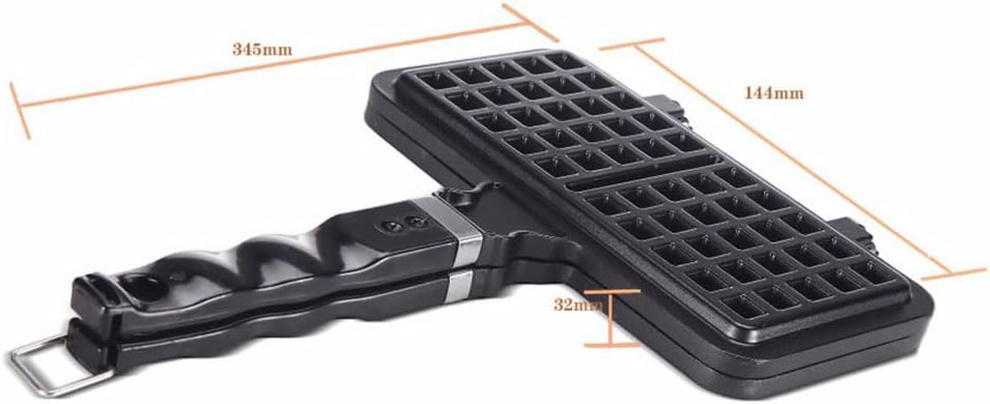 Cabilock Cabilock Waffle Mold Nonstick Cast Aluminium Waffle Maker Pan for DIY Bread Chocolate and Cakes Compact Kitchen Tool Black 34.5 X 14.4 Cm image number 6