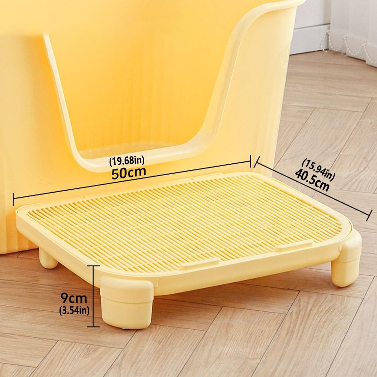 AIMALL Double-Layer Cat Litter Mat with Large Grid Leak Design 19.68X15.94X3.54In Anti-Tracking Rubbing Foot Platform with Detachable Tray Non-Slip Base for Cat Litter Box Area image number 5