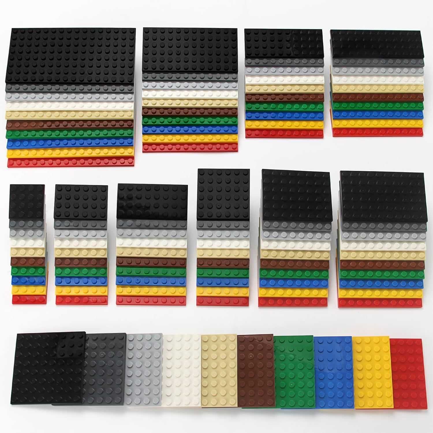 110 Pieces 11 Sizes Classic Building Plates Parts 10 Mixed Colours Compatible with Flat Platform Base for City Moc Figure Series Pack Set Toy Children image number 4