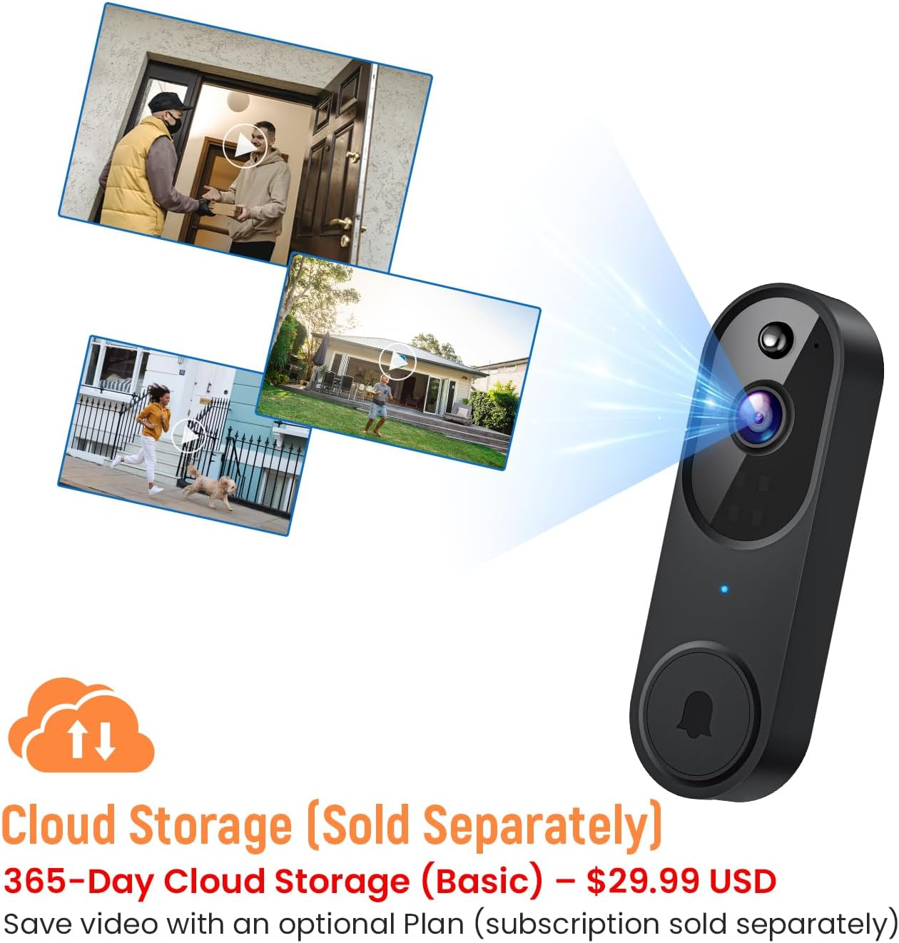 Gridtera - Wireless Video Smart Doorbell, AI Human Detection and Instant Alerts, Night Vision, 2-Way Audio, Battery Powered, Cloud Storage Sold By image number 4