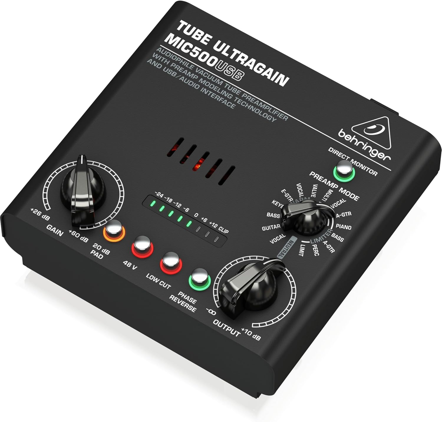 Behringer TUBE ULTRAGAIN MIC500USB Audiophile Vacuum Tube Preamplifier with Preamp Modeling Technology and Usb/Audio Interface, Compatible with PC and Mac image number 3