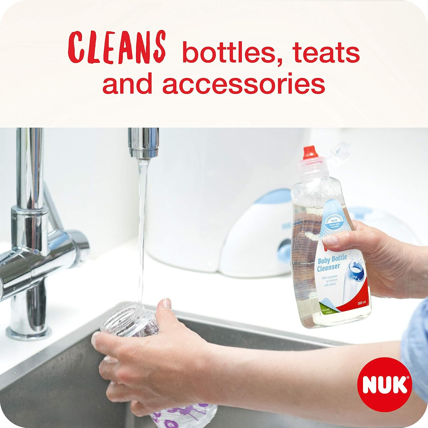 NUK Baby Bottle Cleanser Concentrate | 500 Ml | Ideal for Cleaning Baby Bottles, Teats & Accessories | Fragrance Free | Ph Neutral | 100% Recycled Bottle