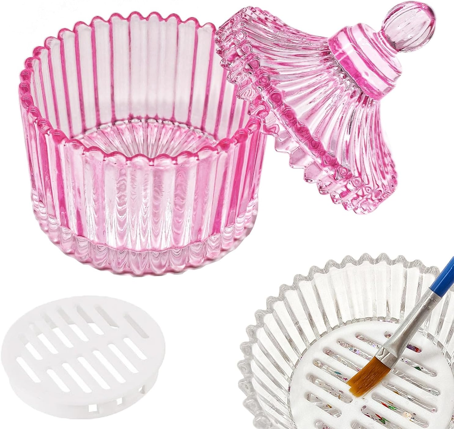 Monomer Dish Dappen Dish for Monomer Large Nail Cup for Nail Monomer Liquid Glass Nail Brushes Cup for Acrylic Liquid Powder Nail Glitter Gel Polish Remover Holder for Nail Salon Nail Art Business image number 2