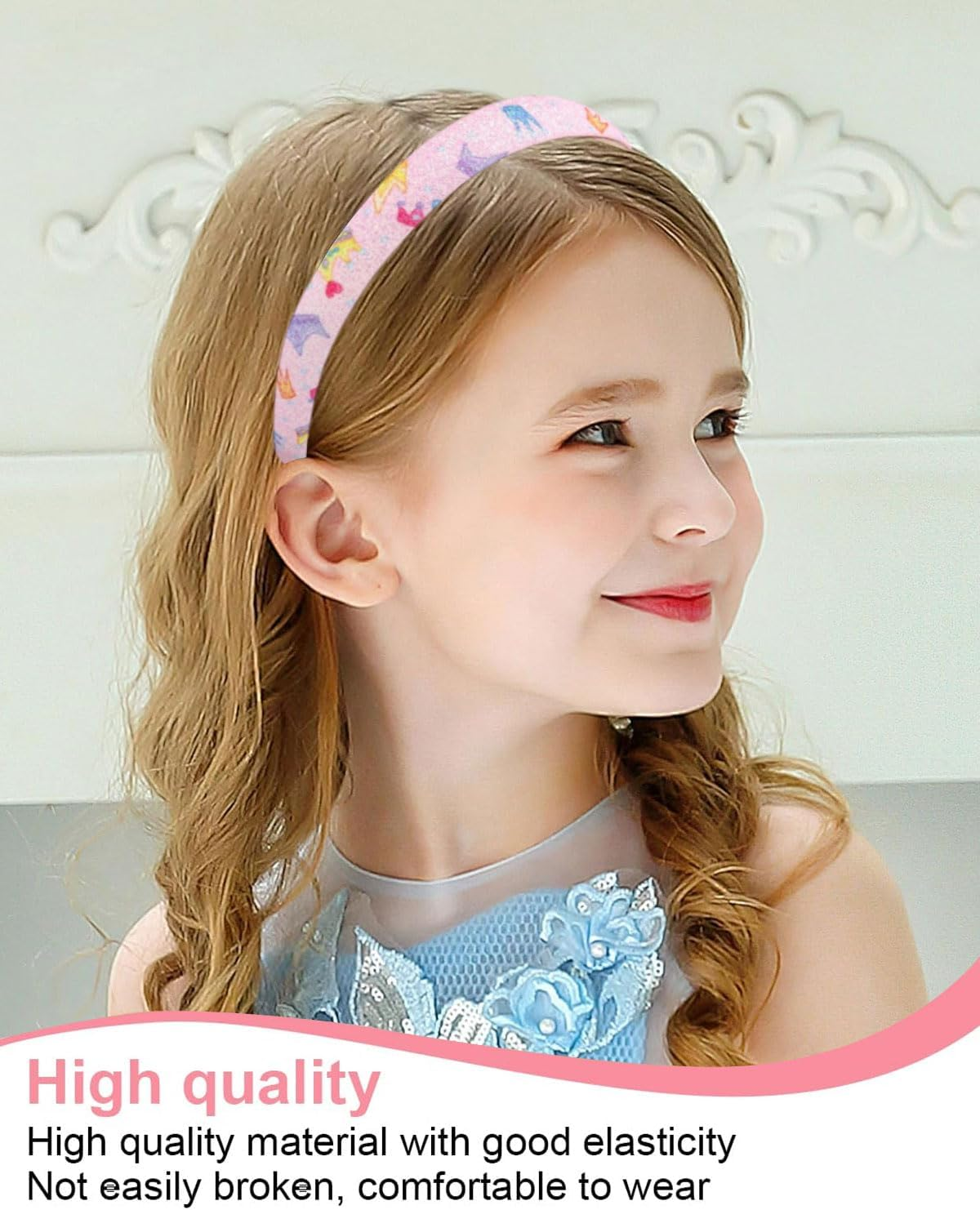 MYGLOAR 6 Pieces Glitter Headbands and Hair Clips for Girls, Cute Non-Slip Headbands with Teeth, Rainbow Coloured, Glittery, Cute Hard Hair Bands, Hair Accessories for Little Girls image number 3