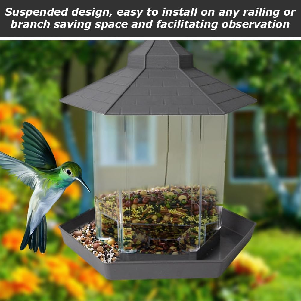 Hanging Bird Feeder with Drain Holes ，Weatherproof Bird Feeder Cage/Garden Yard Decoration,Garden Bird Feeder Cage for Yellow Finch, Magpie, Sparrows, Swallow Hamil image number 1