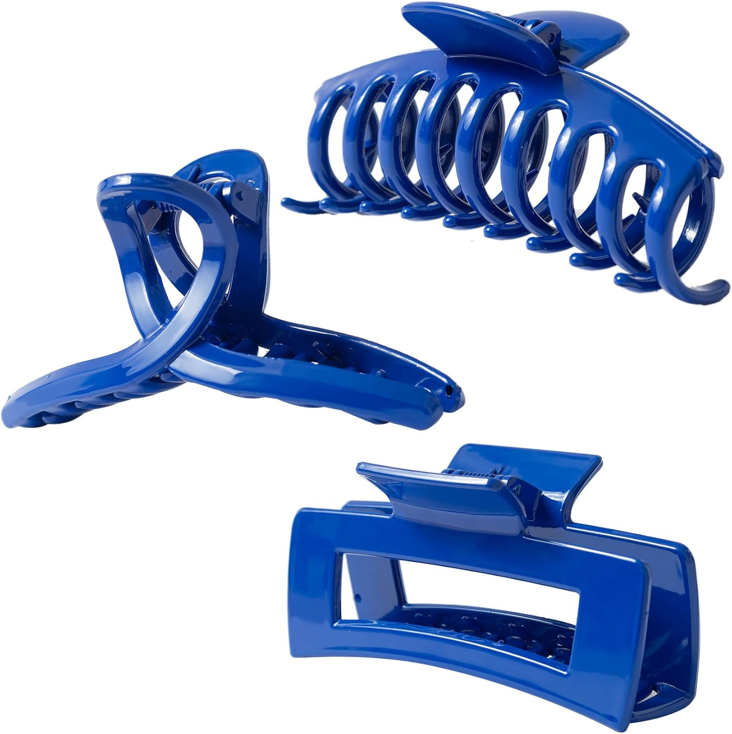 Kitiin Light Blue Large Hair Claw Clips for Thick/Fine/Thin Hair,Strong Holding Teeth Interlocking Sky Blue Women Jaw Clips for Hair 3 Count in Set