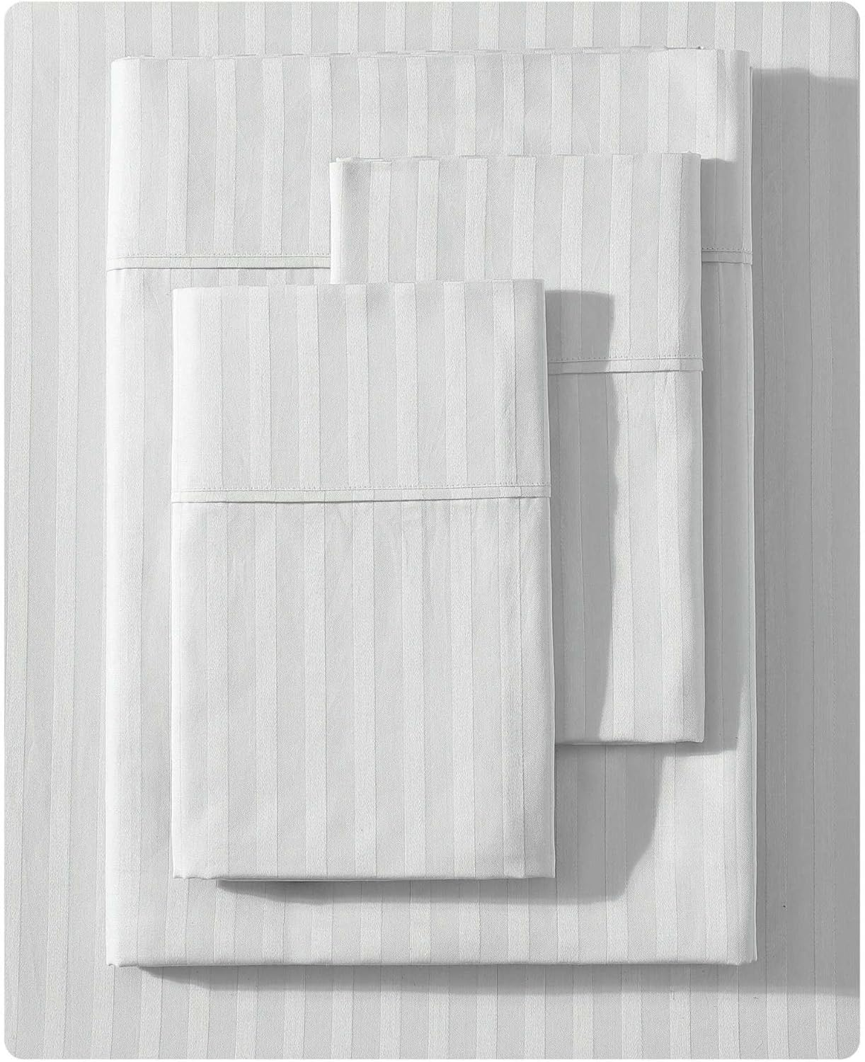 Vera Wang - Queen Sheet Set, Super Soft & Breathable Premium Cotton Bedding with Matching Shams, Fade Resistant, Striped Bedding Set (Dobby Stripe Brown, Queen)