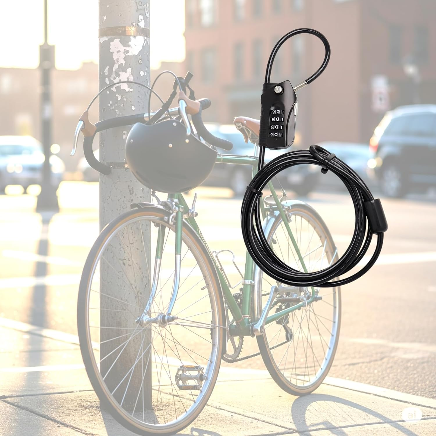 Bosvision 4-Digit Combination Padlock with Cable of 2 End Loops (Loop Cable Lock) for Bike, Ski, Camping, Garden, Warehouse and Factory image number 3