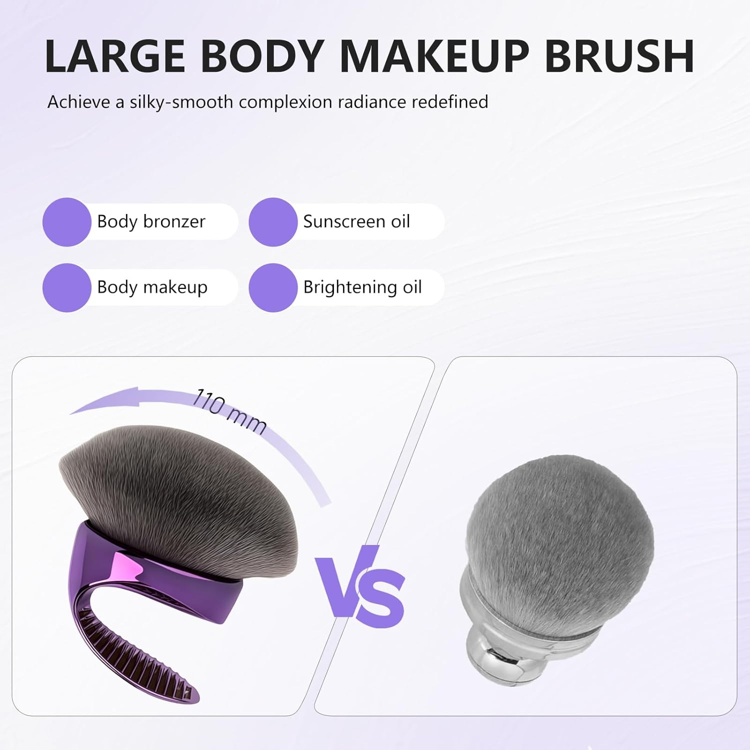 Ouqiesli Large Kabuki Body Makeup Brush - Fluffy Foundation & Self Tanner Applicator for Face and Legs, Vegan Bronzer Tool image number 3