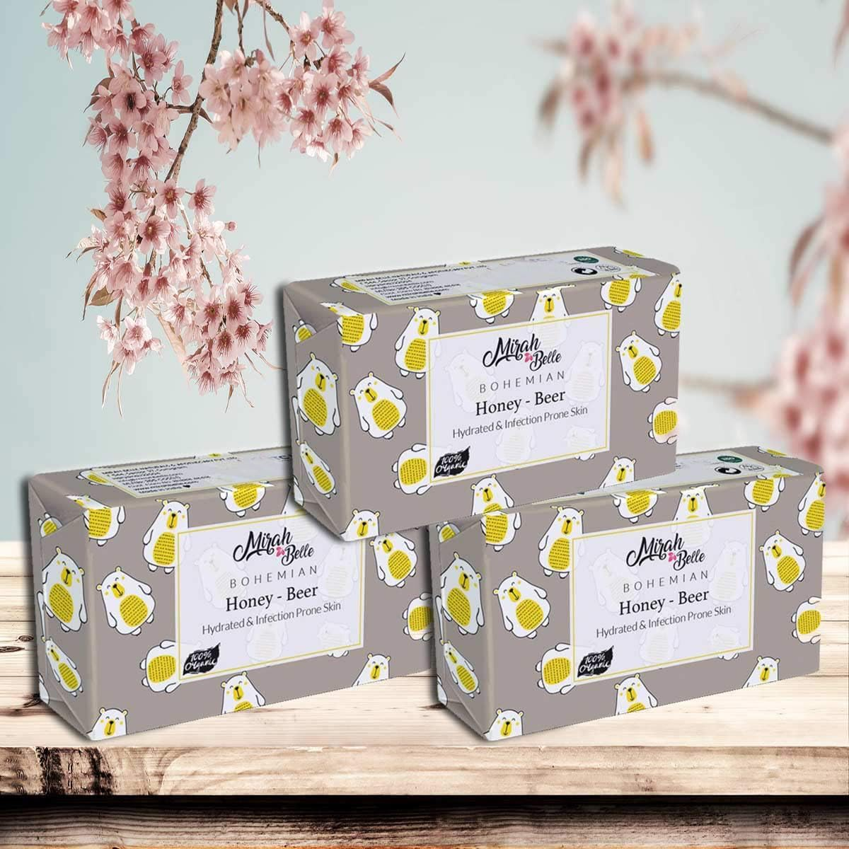 Mirah Belle - Organic Honey Beer Soap Bar - (Pack of 3-125 Gms) - Helps Soften Skin - Face and Body Soap for Men and Women - Vegan, Cruelty Free and Handmade Soap - 375 Gms image number 2