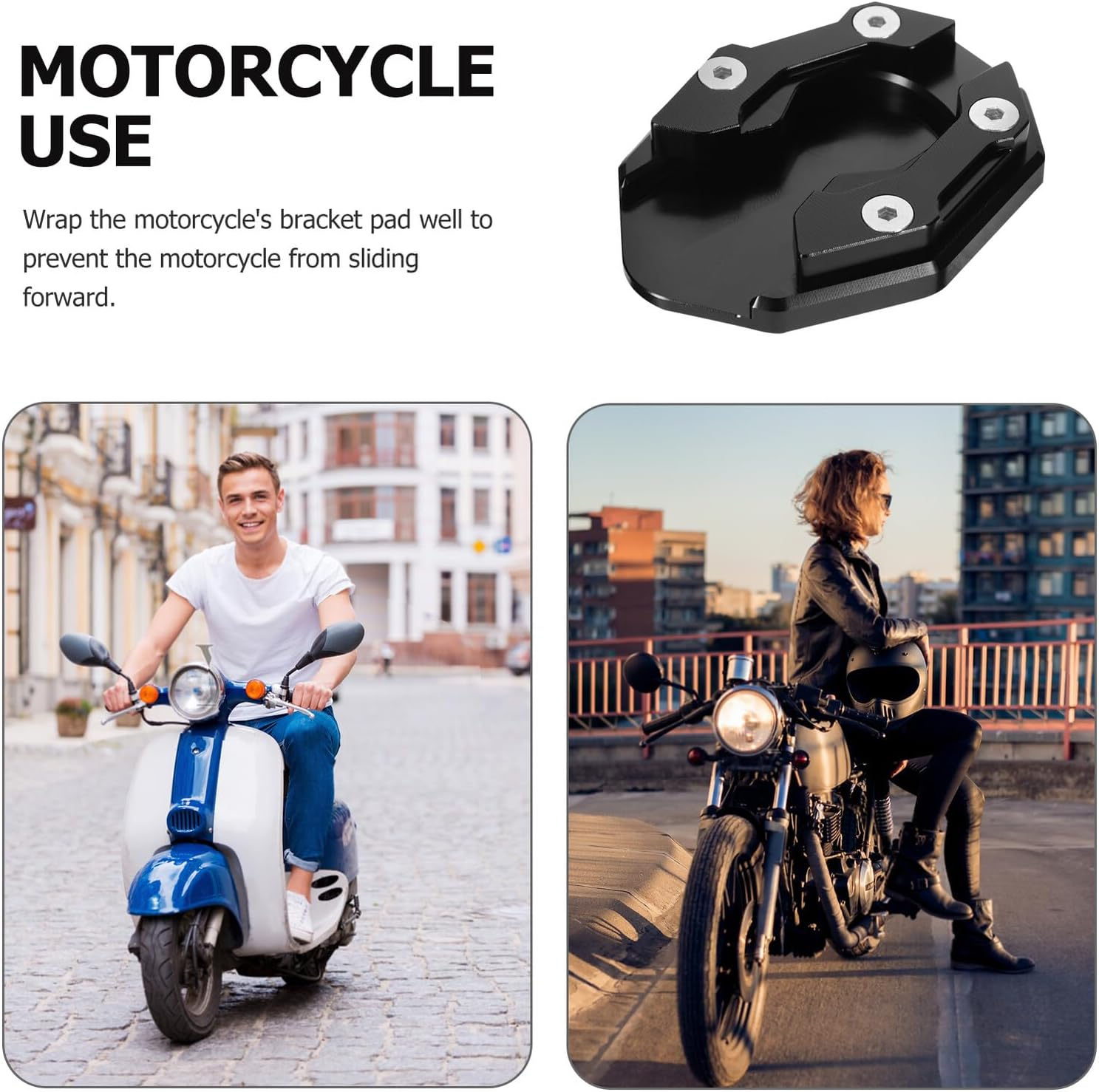 Alipis Motorcycle Side Kickstand Pad Aluminum Alloy Foot Side Stand Extension Plate Non-Slip Raised Edge Design for Outdoor Parking Grass Asphalt and Soft Ground image number 3