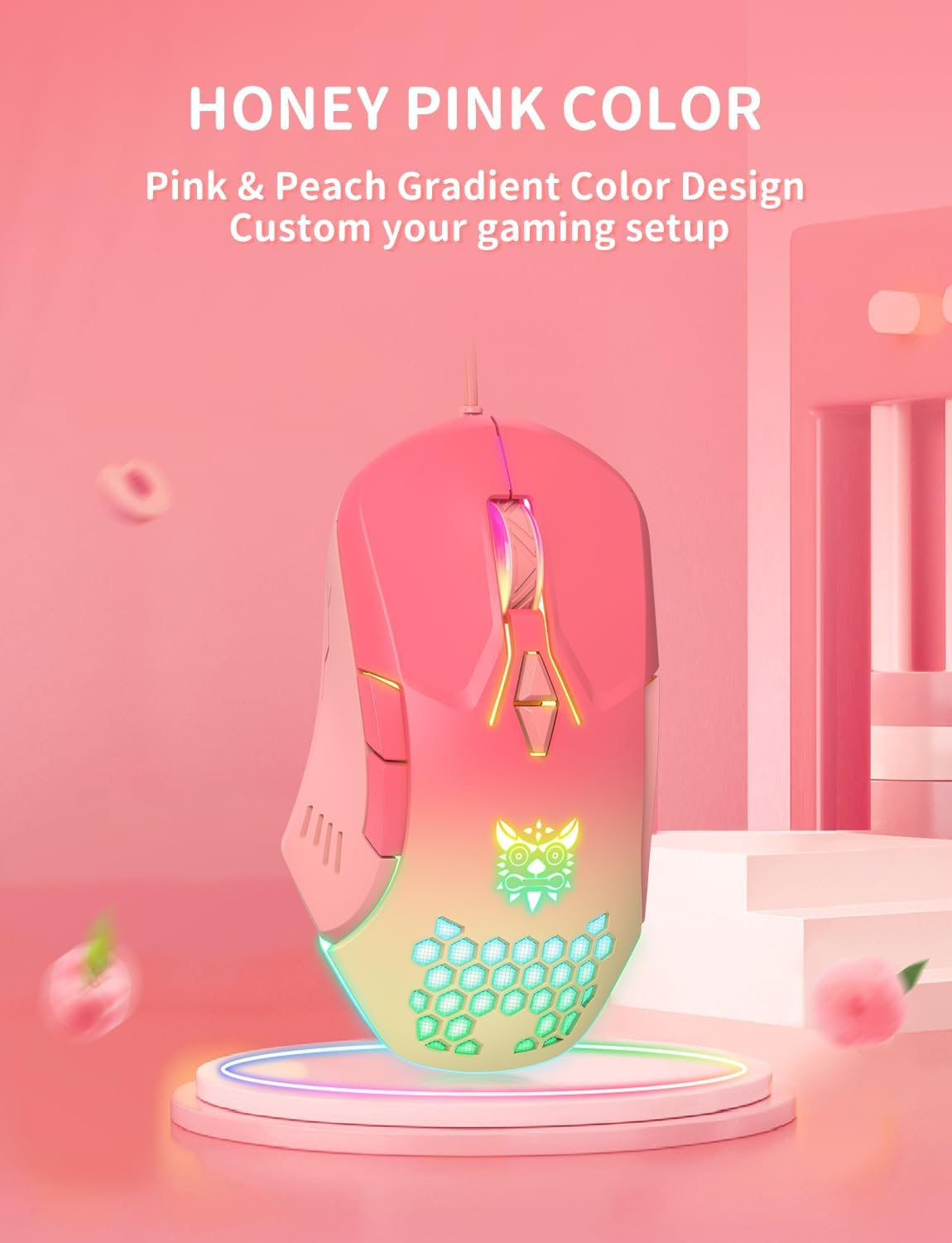 Gaming Mouse, Wired PC Entry Level Mouse with RGB Backlit and Adjustable DPI, Ergonomic Office Laptop Mouse, Computer Gamer Mouse with 7 Responsive Buttons for Windows/Mac/Linux/Chrome image number 2