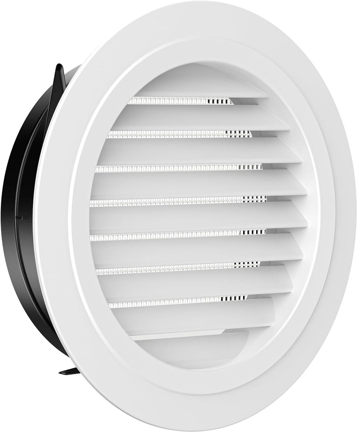 HG Power round Air Vent ABS Louver Grille Cover White Soffit Vent with Built-In Fly Screen Mesh for Bathroom Office Kitchen Ventilation, Black, PI025, 110.00V image number 1