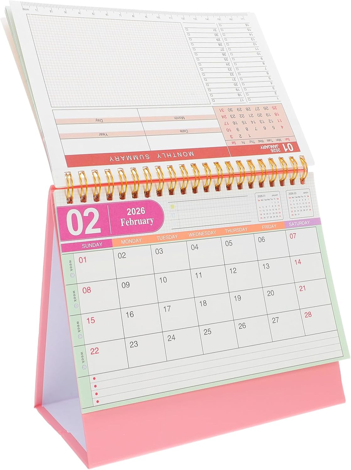SHINEOFI 2025-2026 Small Desk Calendar &ndash; Flip Desktop Monthly Planner Standing Table Calendar Thick Paper Organizer for Home Office - Pink image number 3