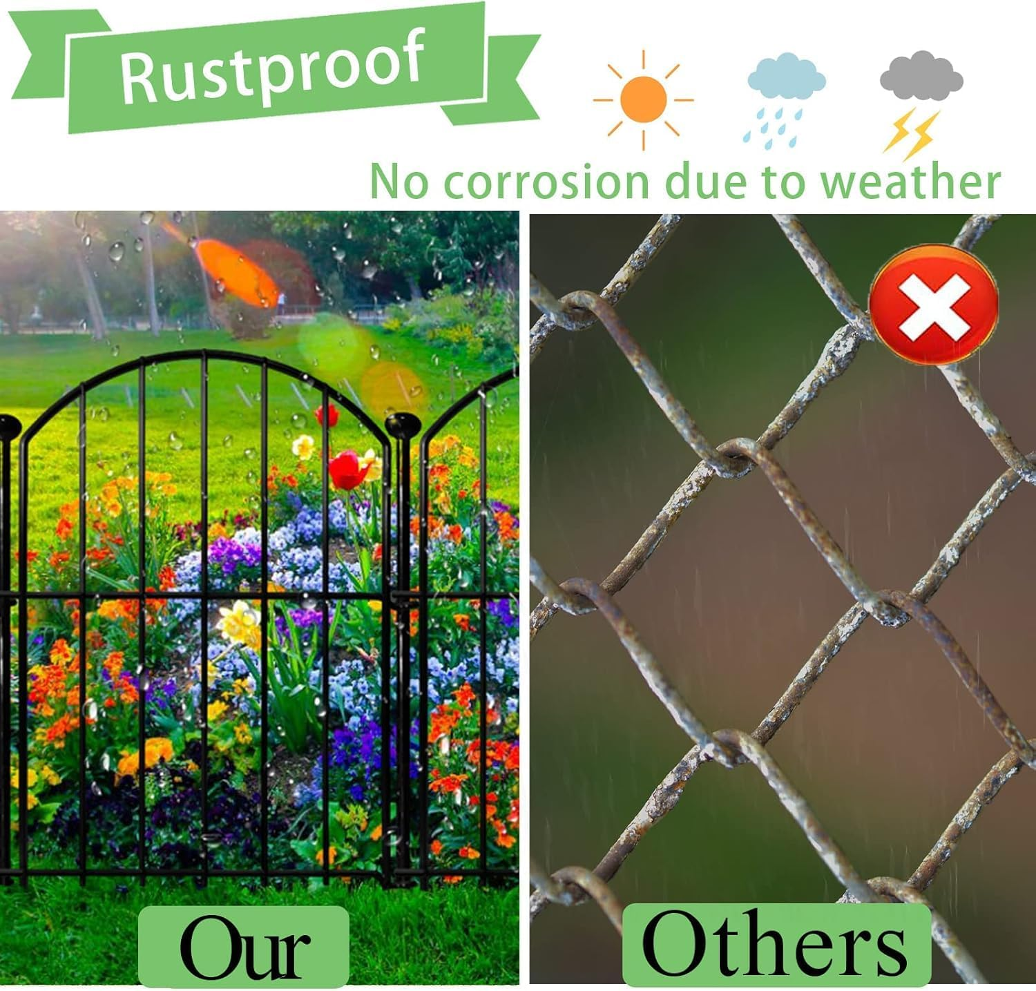 Phoselpida Decorative Garden Fence, 10 Pack Rustproof Metal No Dig Fence Animal Barrier for Dog, Arched Flower Bed Edging Ornamental Wire Border Panel Fencing for Yard Patio Outdoor Decor, 42 * 32Cm image number 1