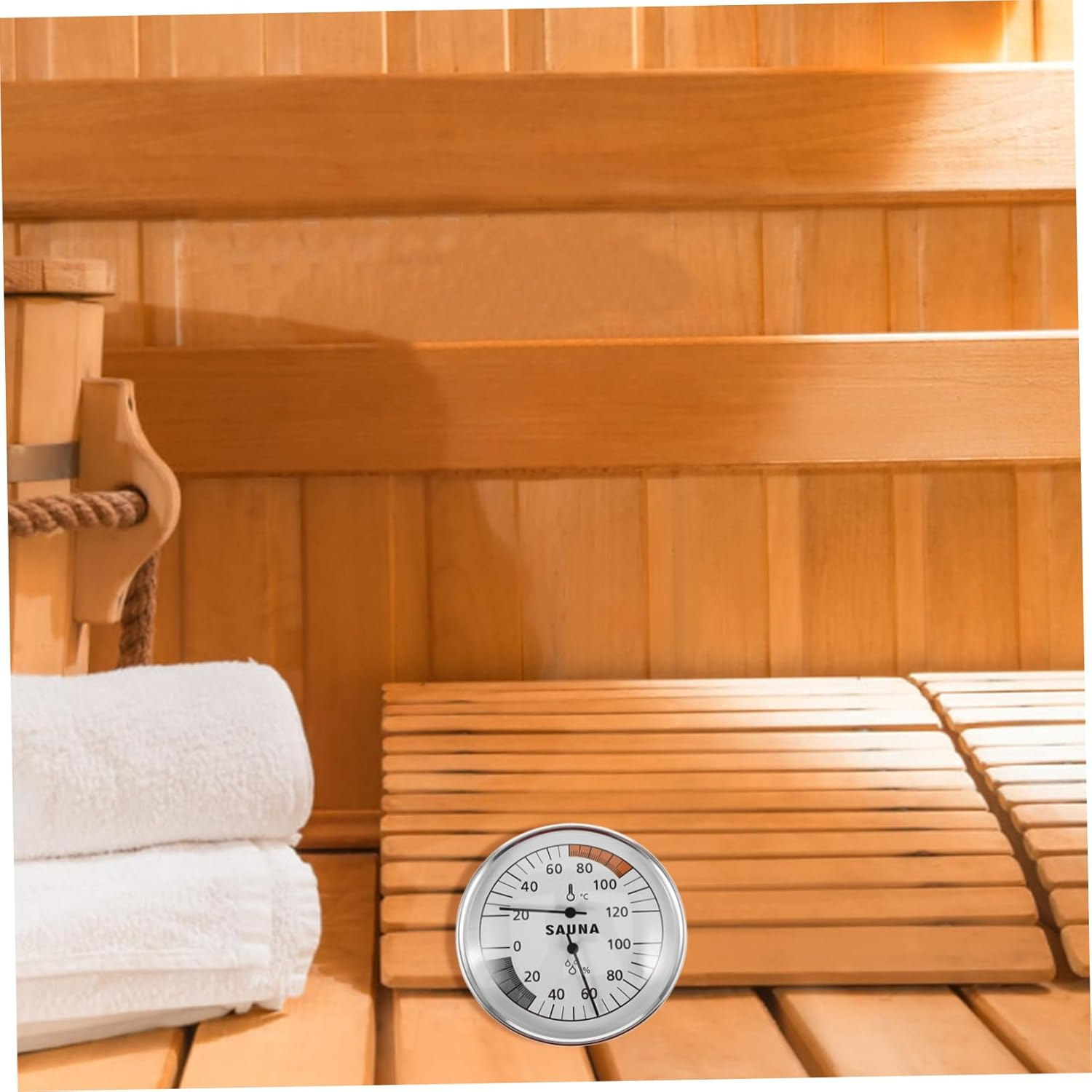 Ibasenice Practical Sauna Hygrothermograph with Scale for Accurate Temperature and Humidity Monitoring Wall-Hanging Design for Easy Installation in Sauna Rooms and Steam Baths image number 2