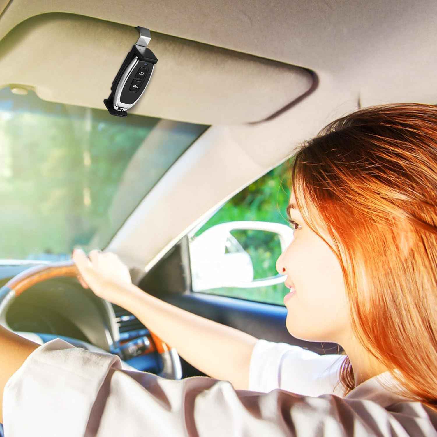 2Pcs Garage Door Opener Clip Universal Car Garage Remote Visor, Universal Car Garage Remote Control Holder, Compatible with Liftmaster, Sears and Chamberlain for Different Size Remotes 1.7-2.8 Inch image number 4