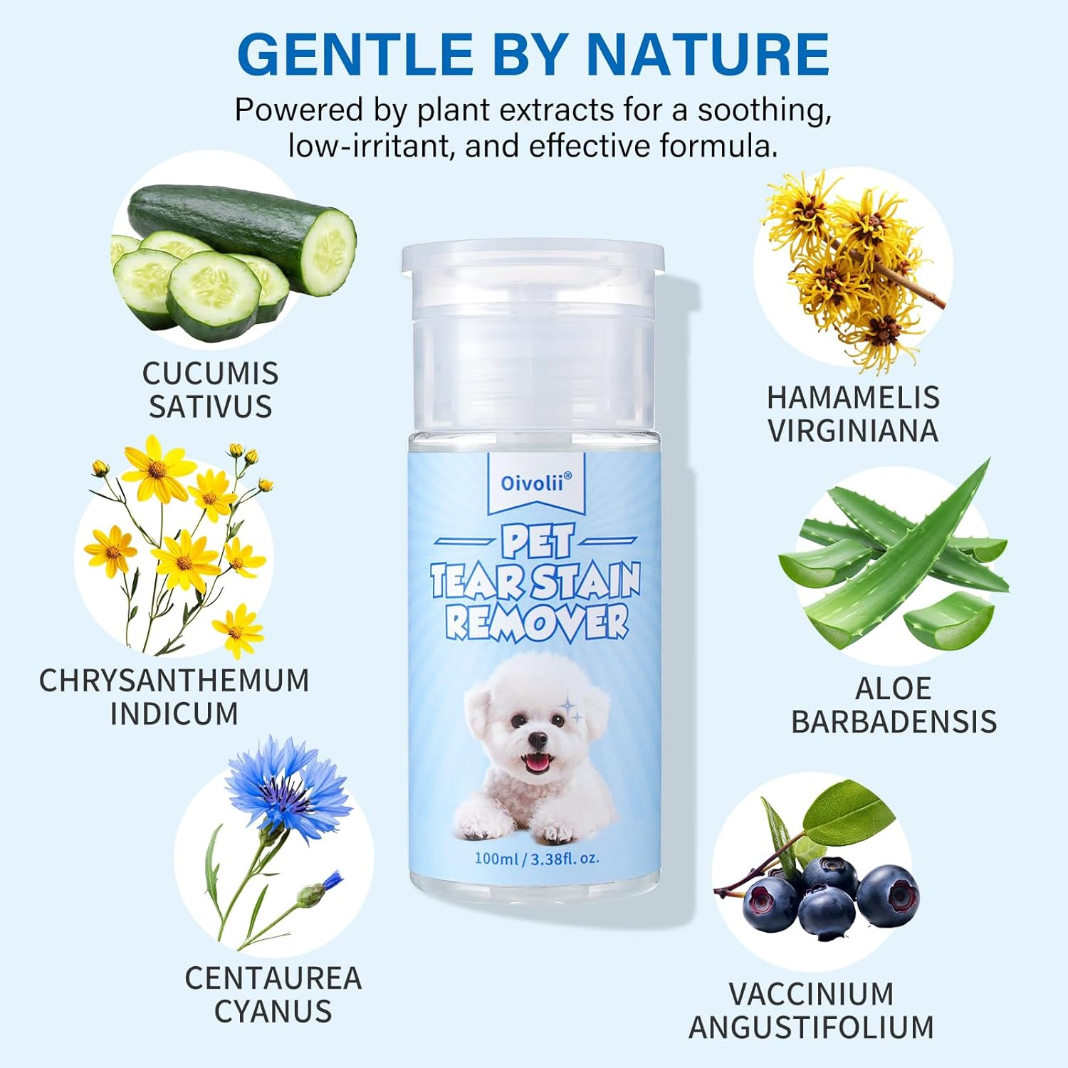 Natural Tear Stain Remover for Dogs and Cats 100 Ml, Eye Cleaning Pads Pack of 50 - Gentle, Safe & Non-Irritating Formula Effectively Removes Tear Stains, Eye Secretions, Discharge and Mucus image number 3