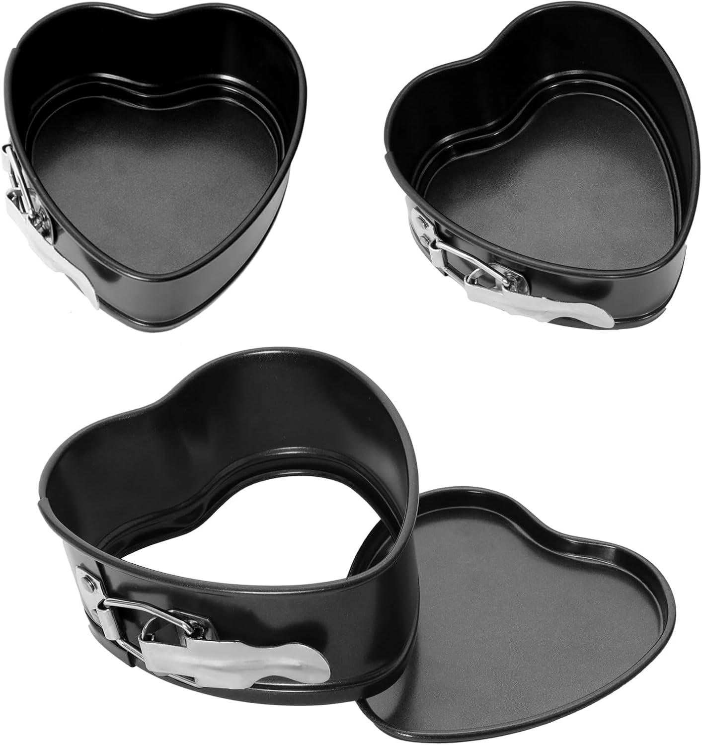 4 Inch Heart Cake Pan Heart Shaped Springform Pan Set of 2 Carbon Steel Cheesecake Pan Mini Cake Baking Mold Christmas Valentine'S Day Baking Accessories for Pressure Cooker Air Fryer image number 3