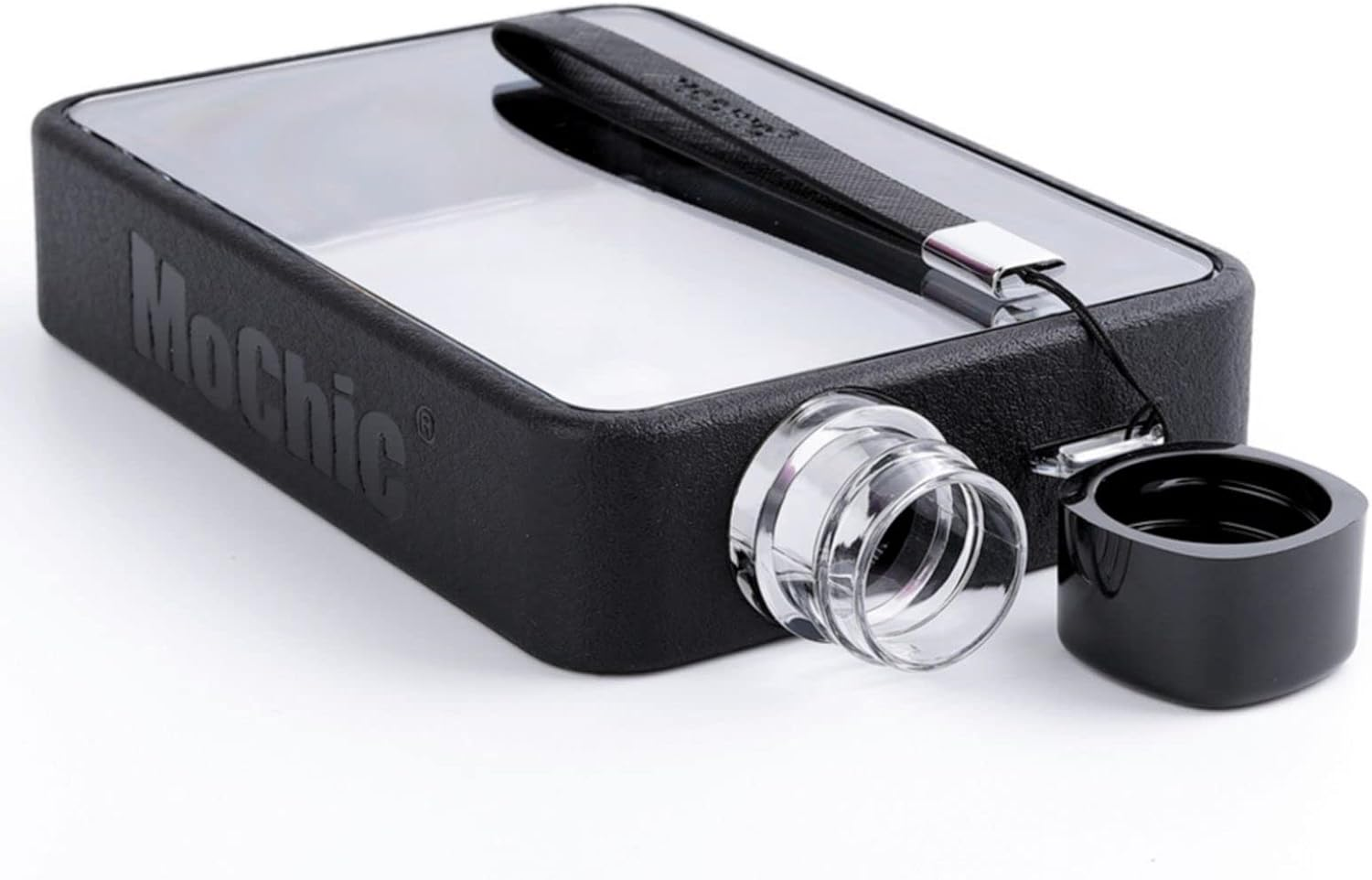 A5 Flat Water Bottle for Cold and Warm Drink Portable Travel Mug Men Women Kids High-Quality Plastic Flask BPA Free Water Bottle for Sports - Leak Proof. 380Ml (Black) image number 1