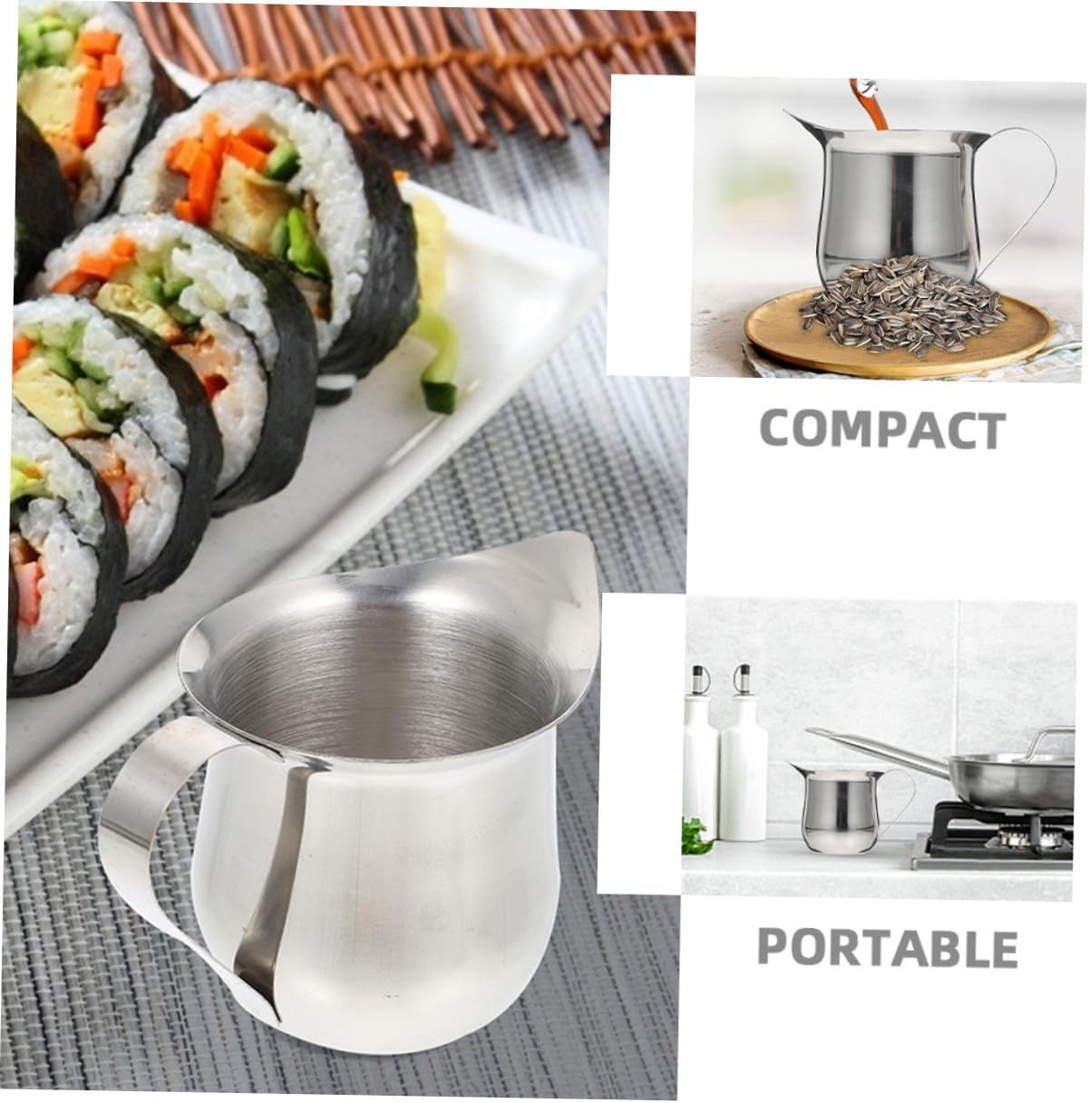 LAPYAPPE 3Pcs Stainless Steel Milk Frothing Pitchers Small Coffee Milk Jug for Steaming Latte Art Espresso Portable and Easy to Clean for Home and Professional Use image number 6