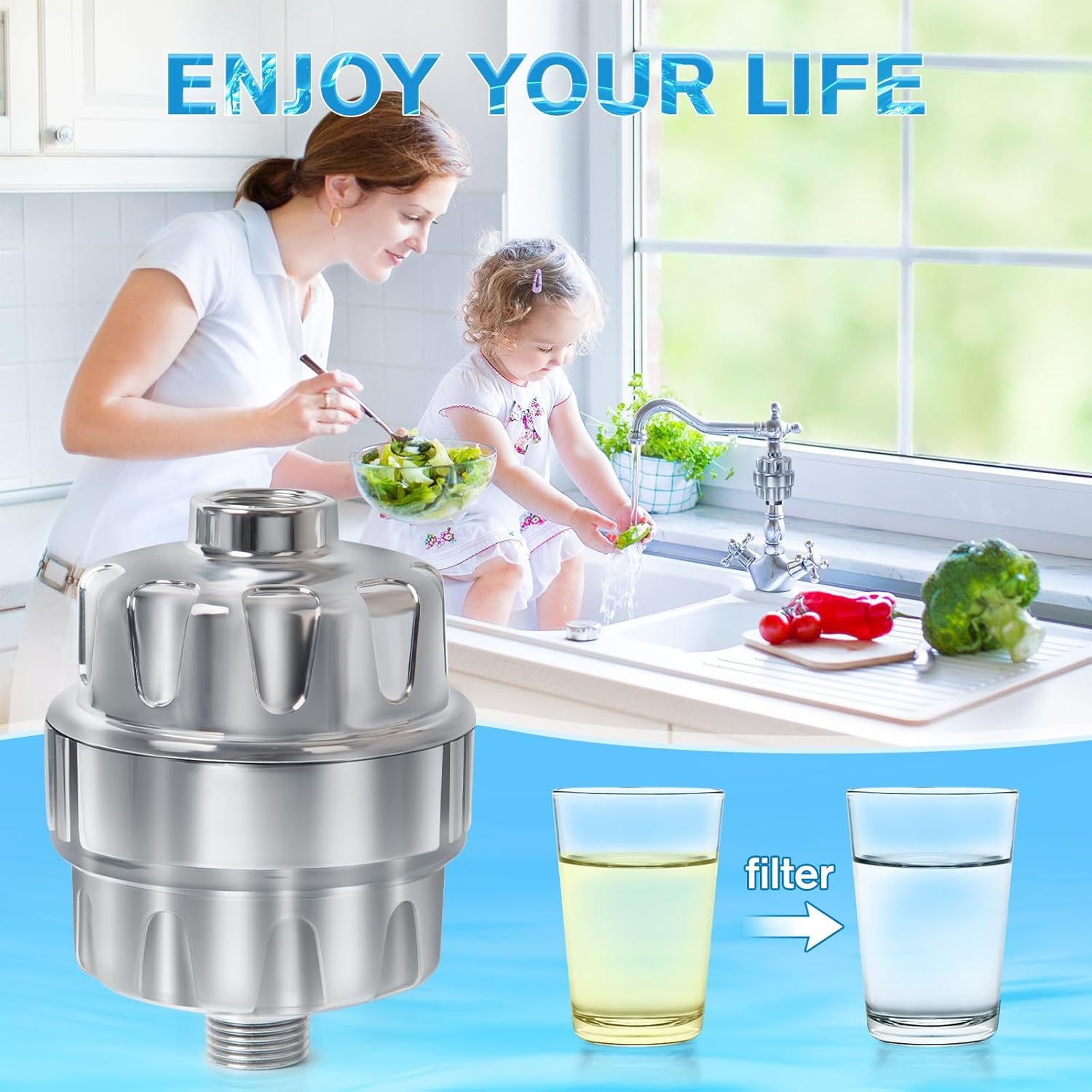 Shower Filter, 20 Stage Shower Head Filter for Hard Water, High Output Shower Water Filter to Remove Chlorine, 2 Cartridges Included image number 3