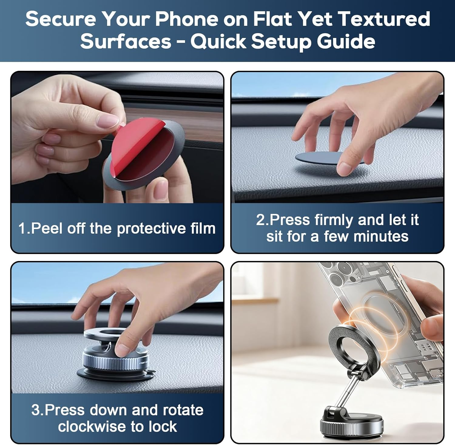 Car Phone Holder for Iphone, Magsafe Car Mount with 360&deg; Adjustable Magnetic Suction Cup, Foldable Pocket Size Cell Phone Holders for Car Accessories image number 5