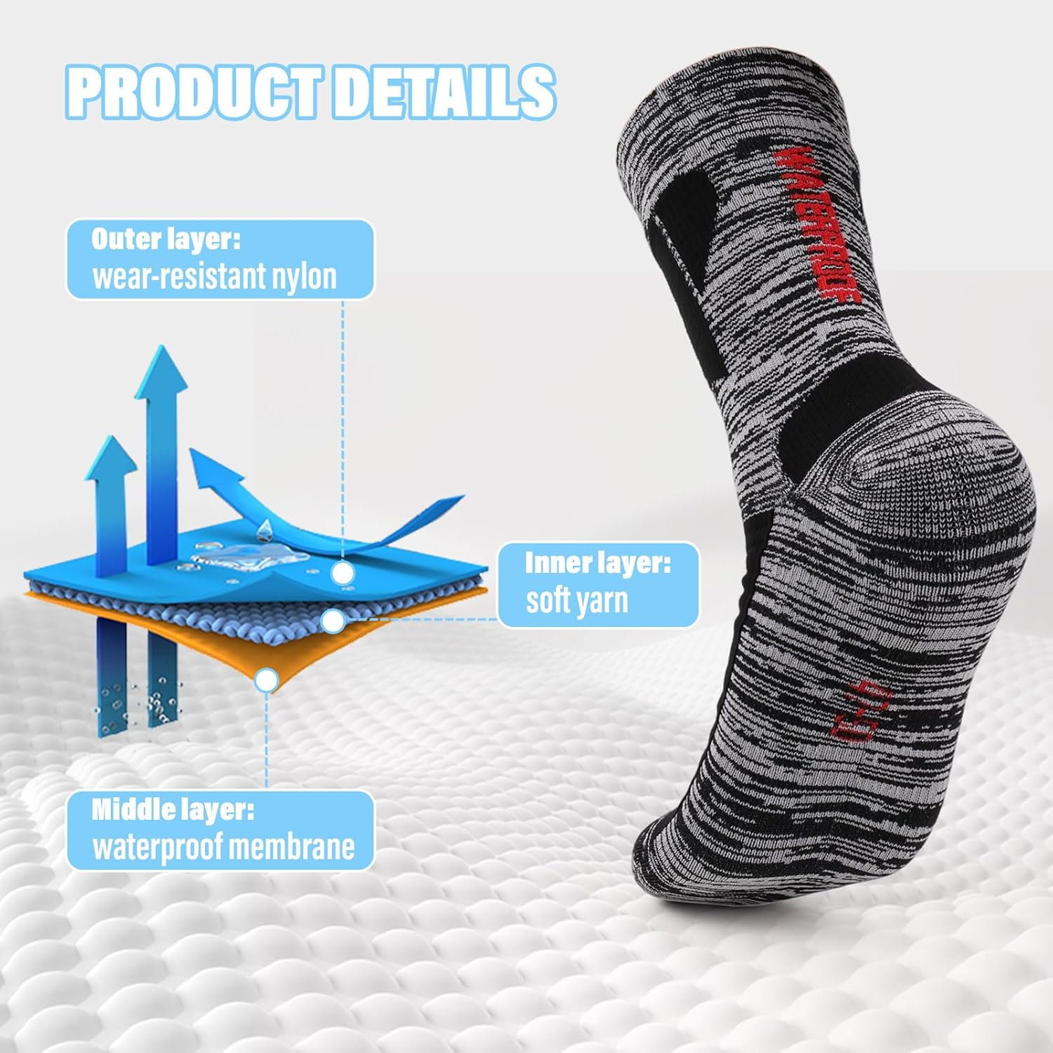 Supcomsta Unisex Waterproof Socks - Weatherproof & Breathable - Hiking, Wading, Ski, Fish - Aussie Climate for Men Women image number 3