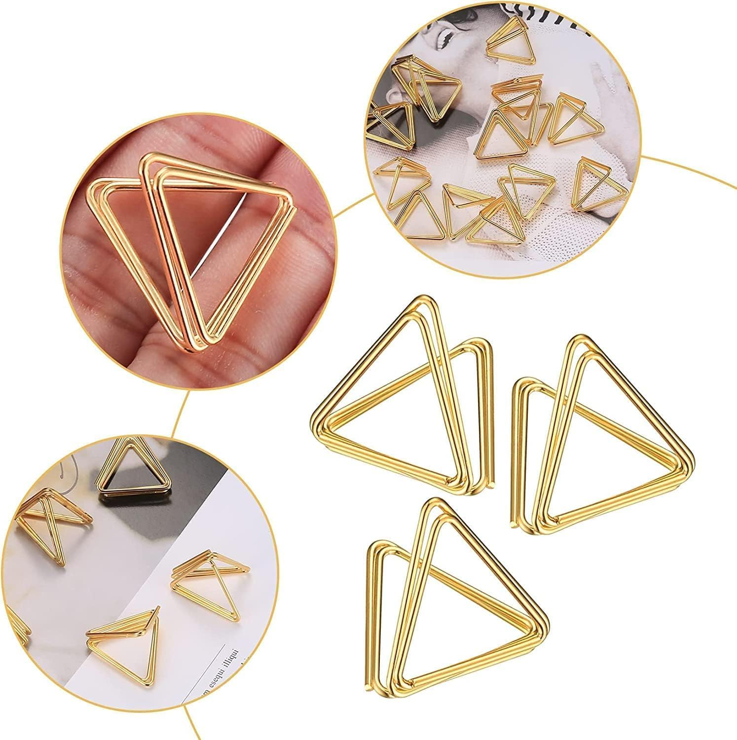 40Pcs Mini Place Card Holders, Triangle Shape Table Number Holder, Wedding Table Mini Name Card Holder, Memo Clip Photo Stands with Cards for Birthday Shower Office Home Decor(Gold) image number 4