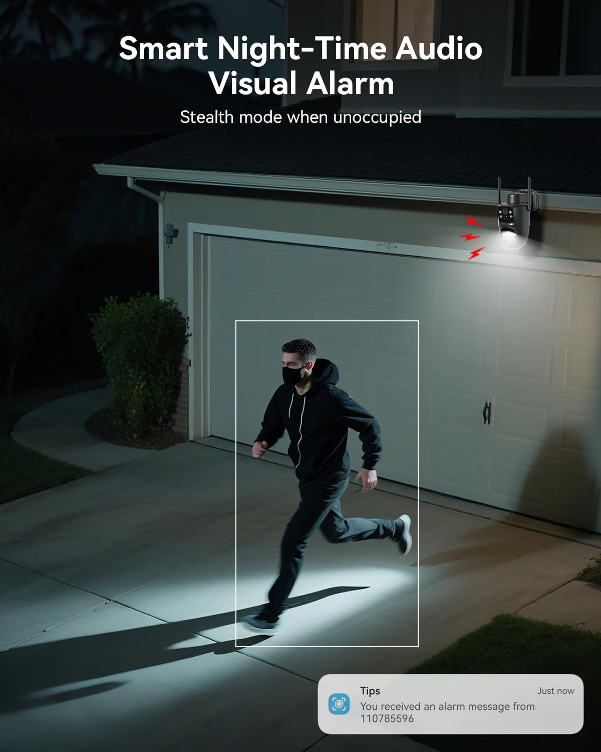 COCOCAM 2K Dual Lens Security Camera Wifi Outdoor Wireless, 10000Mah Battery, 6W Solar Panel, Dual PIR & AI Human Detection, Color Night Vision, 355&deg;P 90&deg;T, AES 128 Encryption, IP66, 2.4G Wifi image number 5