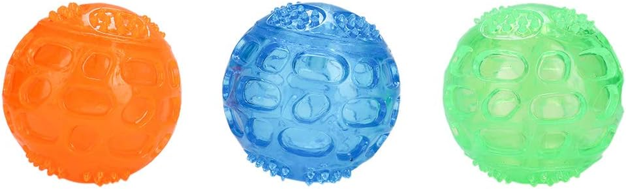 EVTSCAN Pet Squeaky Chewing Balls, 3Pcs Dog Spike Dog Balls Squeaky Dog Toys Cleaning Teeth Toys Balls Soft Durable for Puppy Small Medium Dogs image number 2