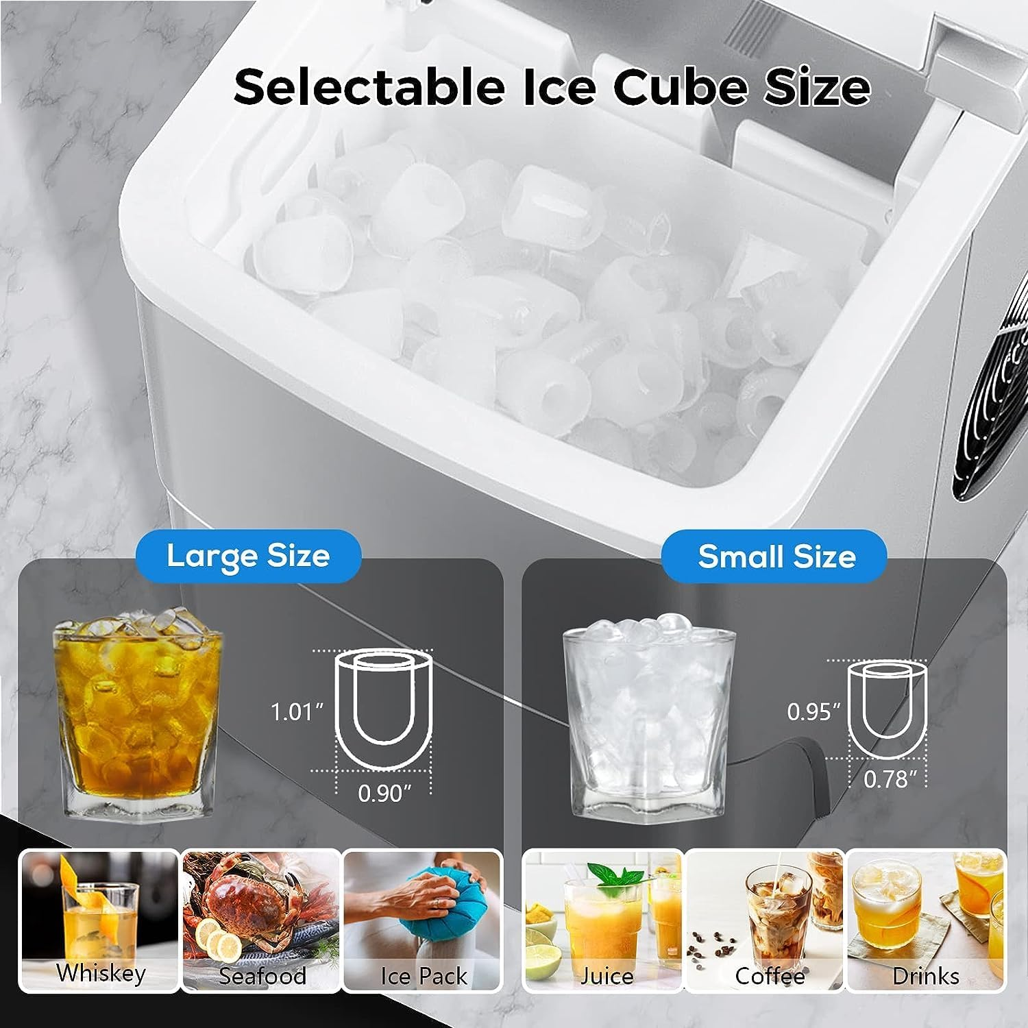YOPOWER 2.2L Ice Maker Machine Countertop, Portable Ice Machine for Home and Commercial, Silver image number 1