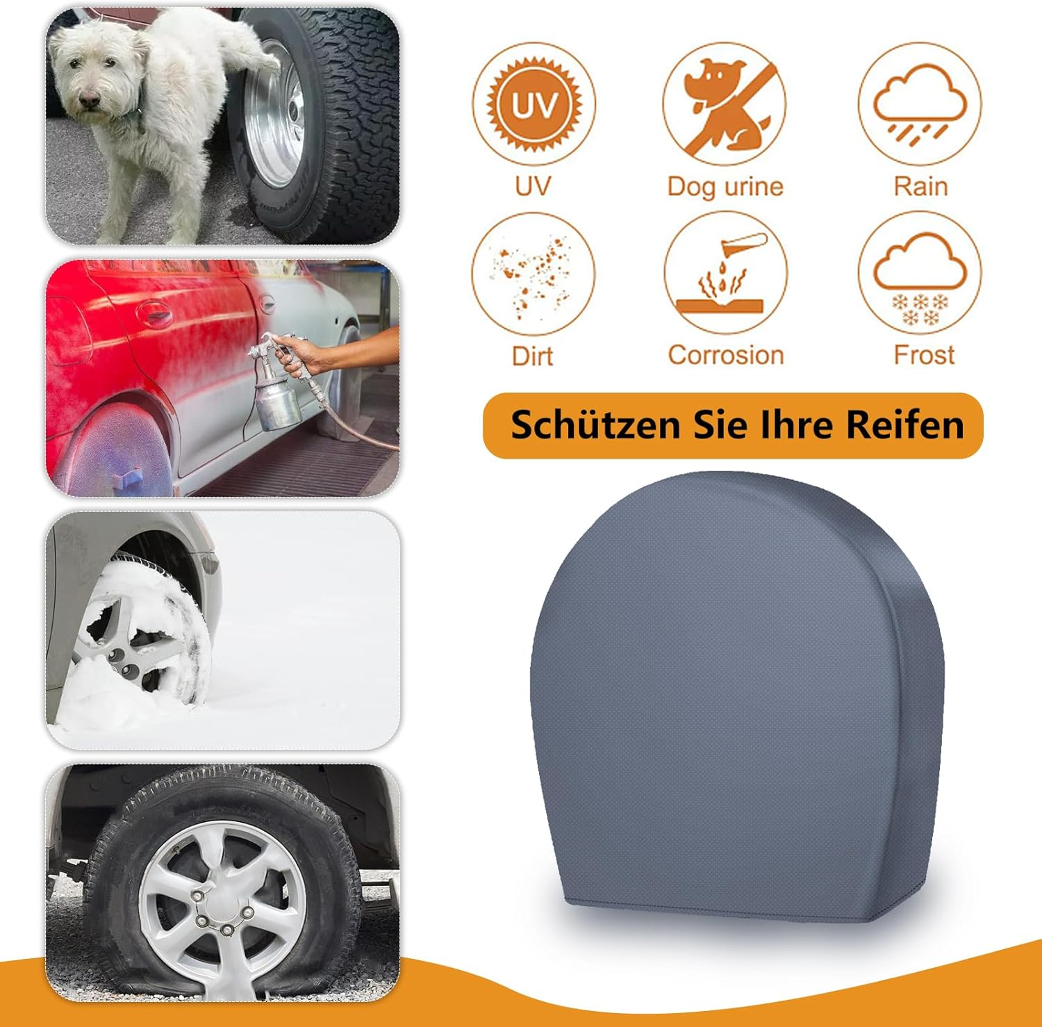 Caravan Wheel Cover, Tyre Cover, Caravan, All-Round Protection, UV Protection, Waterproof, Dustproof, Universal Caravan Tyre Cover (15 Inches, Pack of 4) image number 2