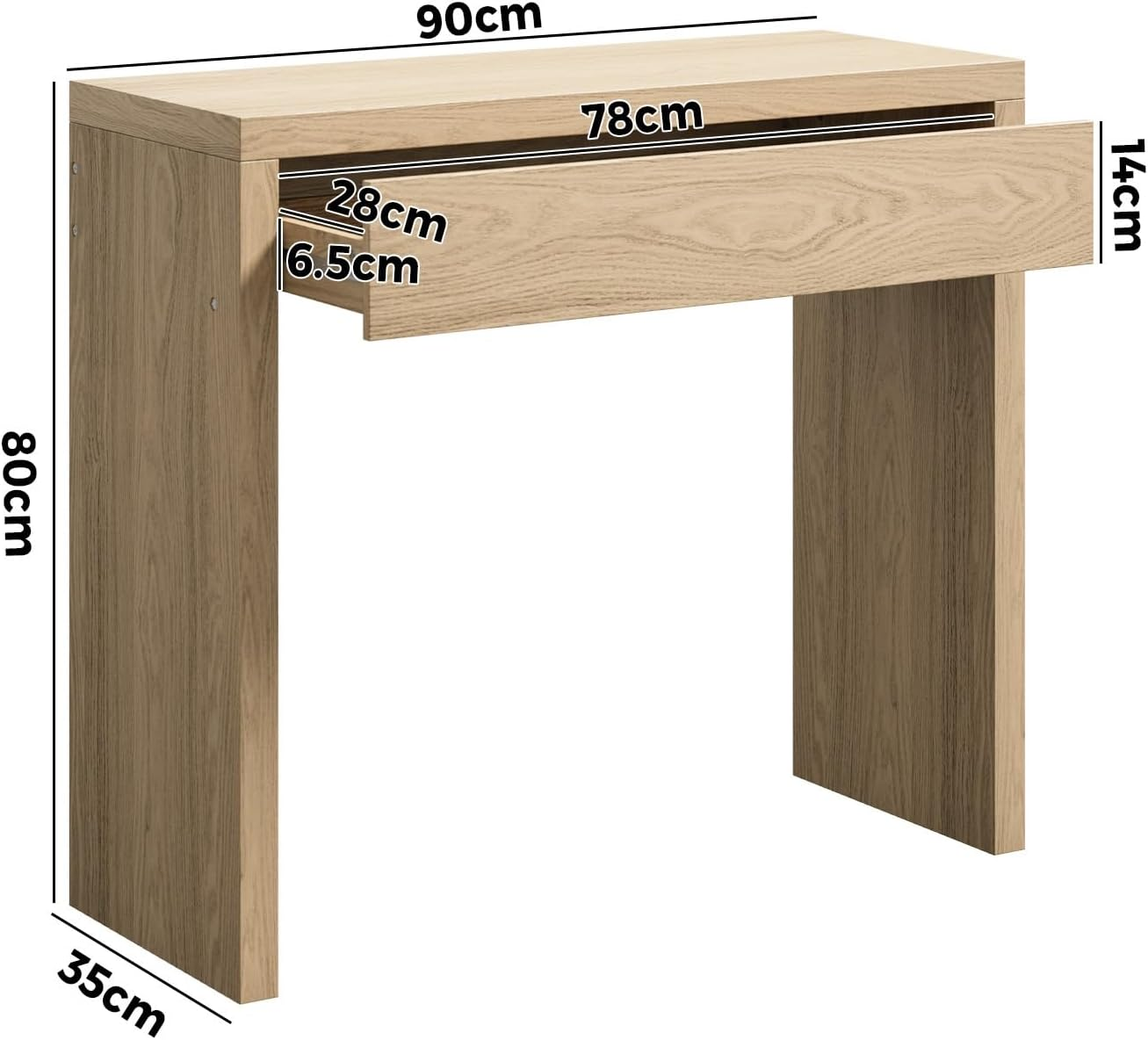 Oikiture Console Table with Storage Drawer Hallway Table- Wood image number 2