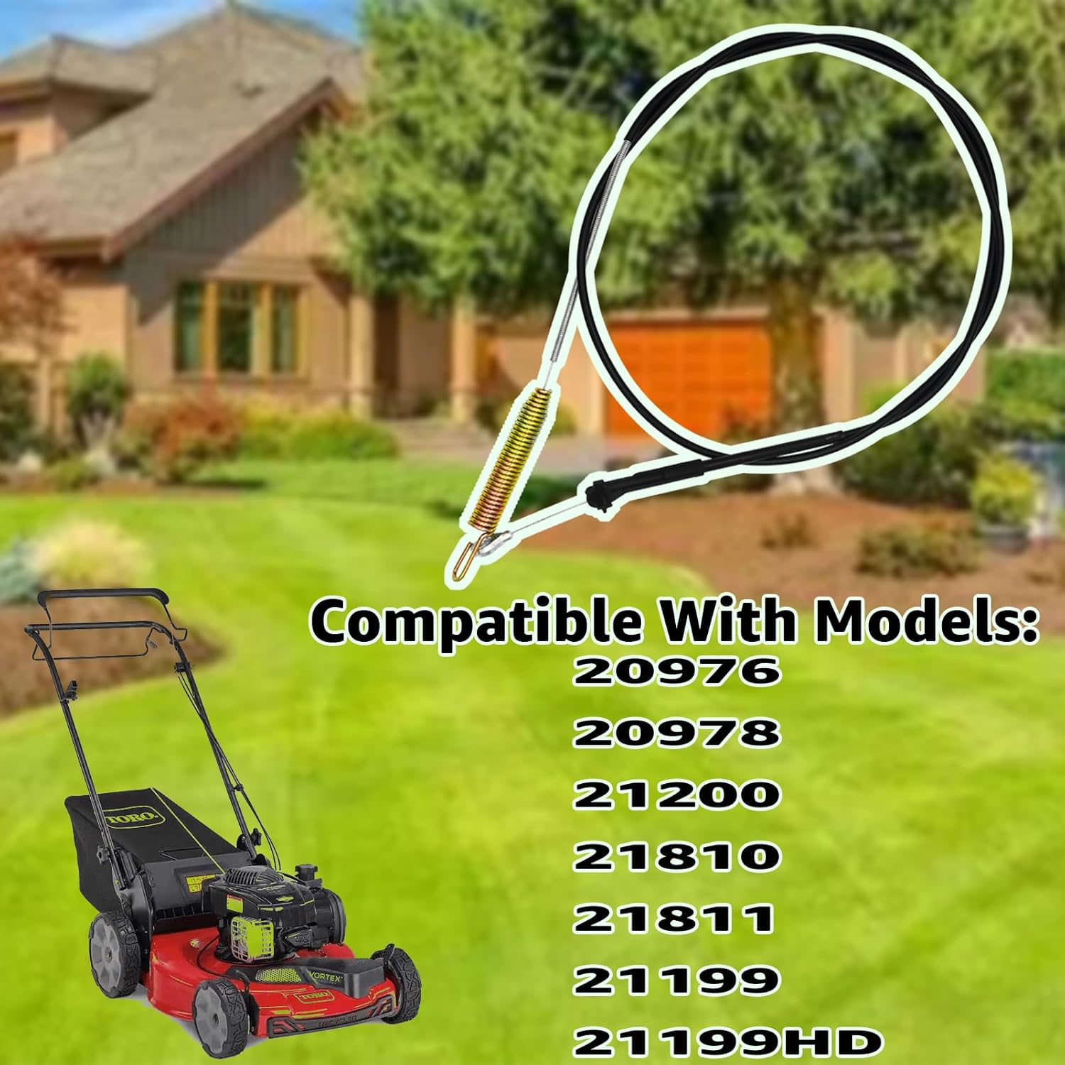 Sousery Brake Cable 133-1998 Compatible with Toro Timemaster Lawnmower Blade Brake Cable,Replaces 133-1998 20976 20978 21200 21810 21811 21199 21199HD image number 1