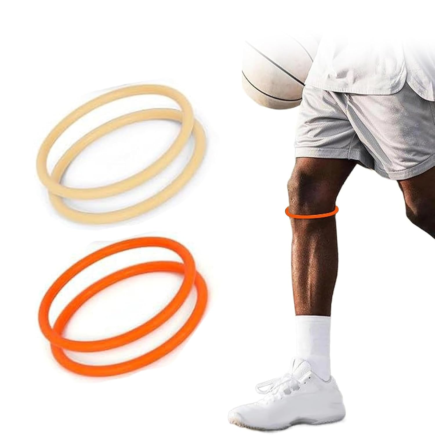 4 Pack Patella Knee Straps，For Pain Relief Patella Fine Bands for Knee Pain Relief, Flexible Knee Band & Patella Strap for Running, Basketball, Sports - Knee Stabilizer Rings for Men and Women. (Black & White)