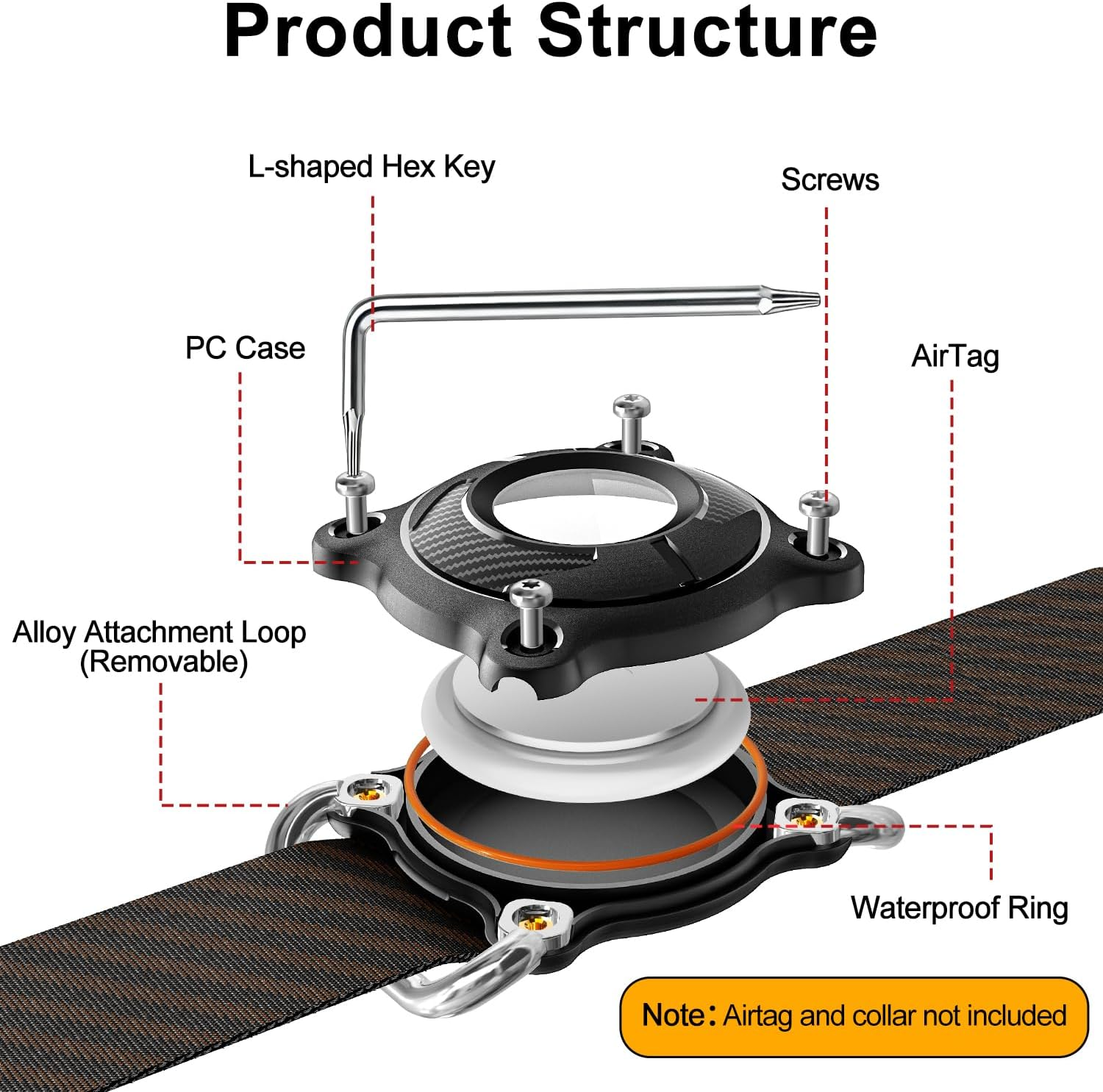 Leonids for Airtag Holder for Dog Collar, Waterproof & Scratch-Resistant Protective Hard Case with Removal Tools for Apple Airtag for Dog Collar, Backpack, Luggage (Black) - Pink image number 3